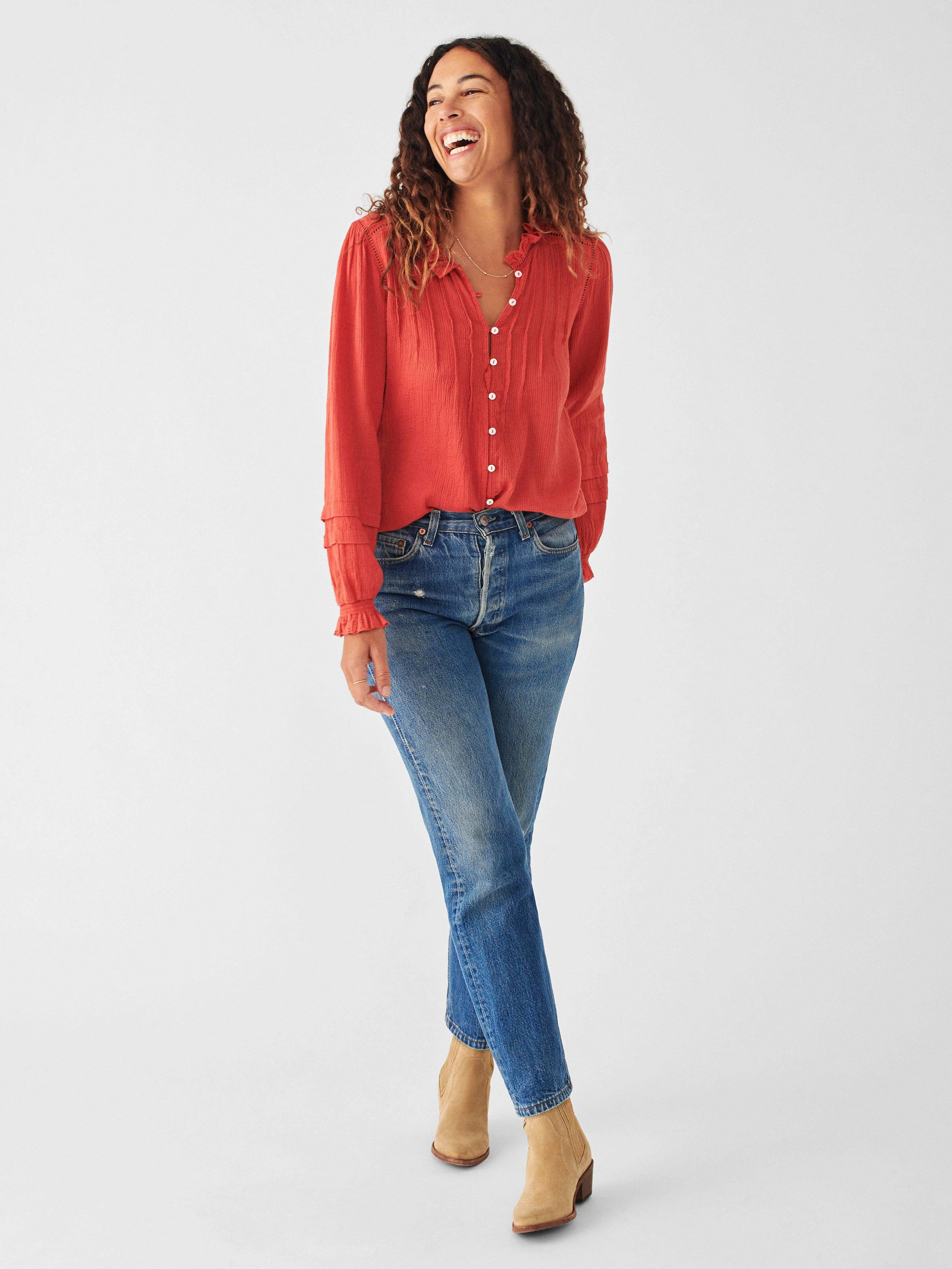 Willa Blouse - Carmine sold by Faherty product image thumbnail 3