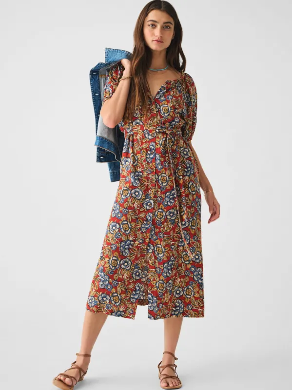 Carmel Linen Dress - Red Desert Bloom sold by Faherty