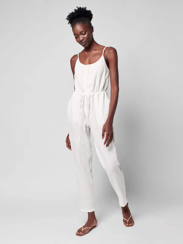 Dream Cotton Gauze Leila Jumpsuit - White sold by Faherty