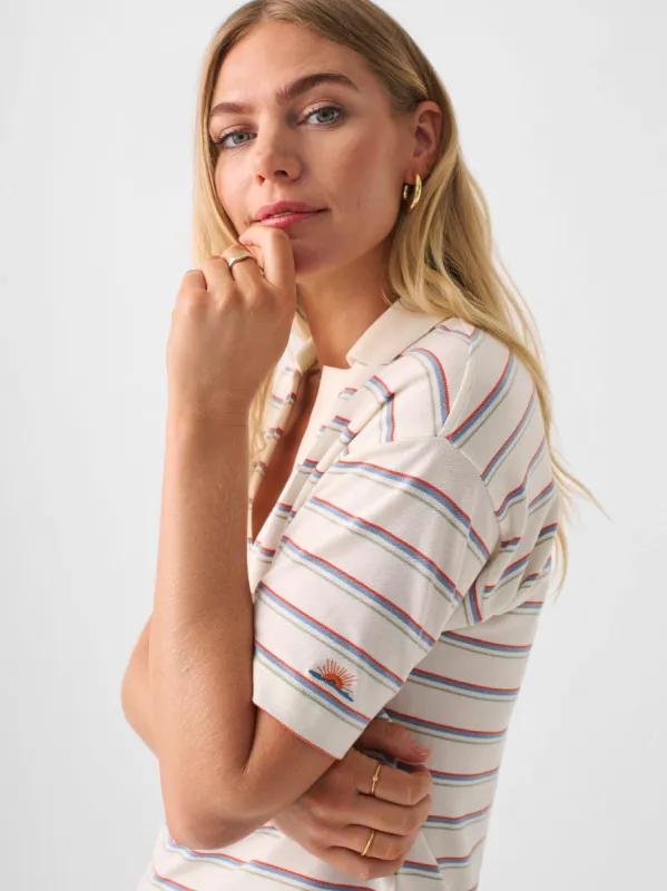 Sunwashed Pique Polo - Tennis Stripe sold by Faherty