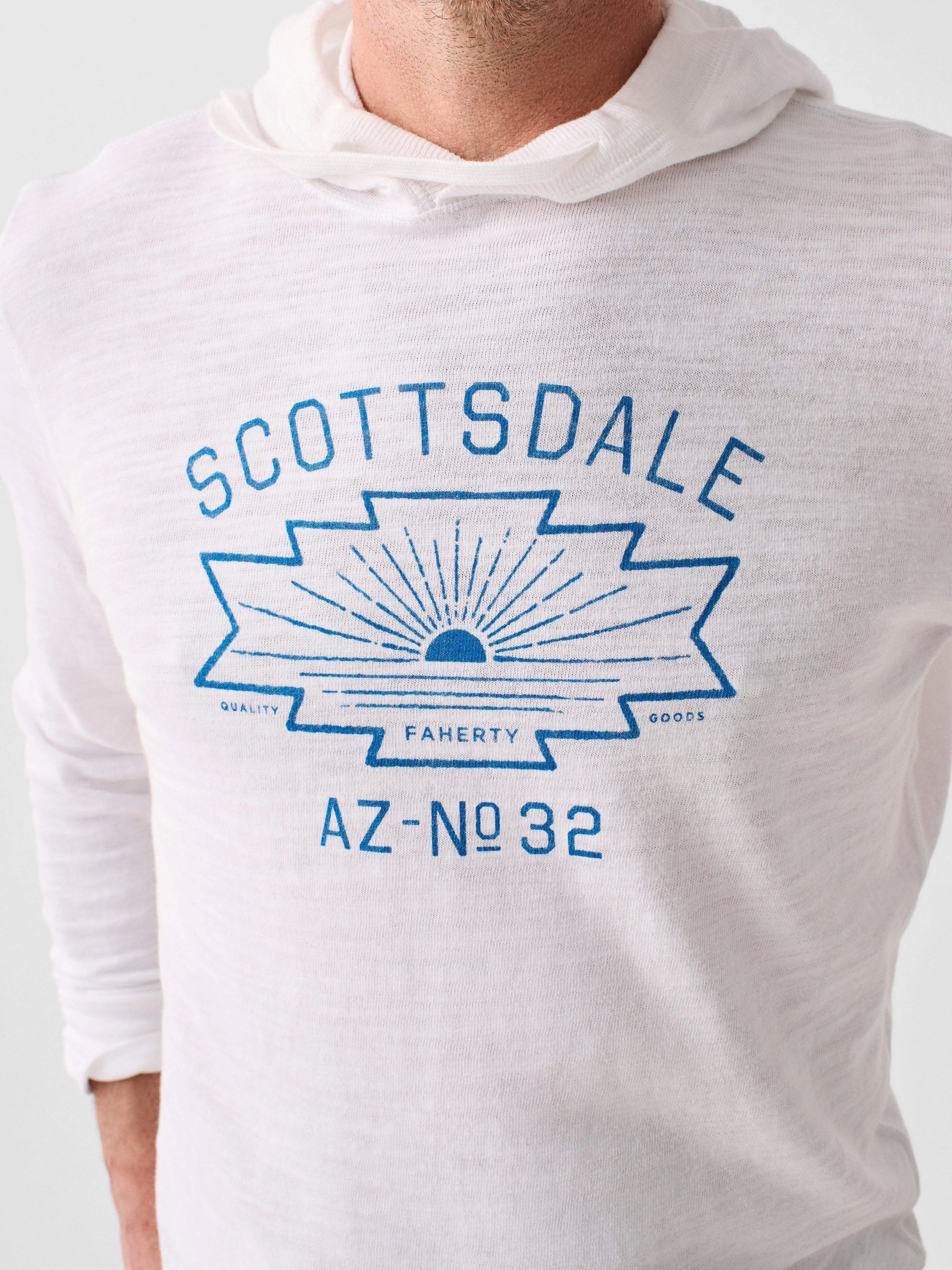 Scottsdale Heritage Slub Cotton Hoodie - White sold by Faherty product image thumbnail 2