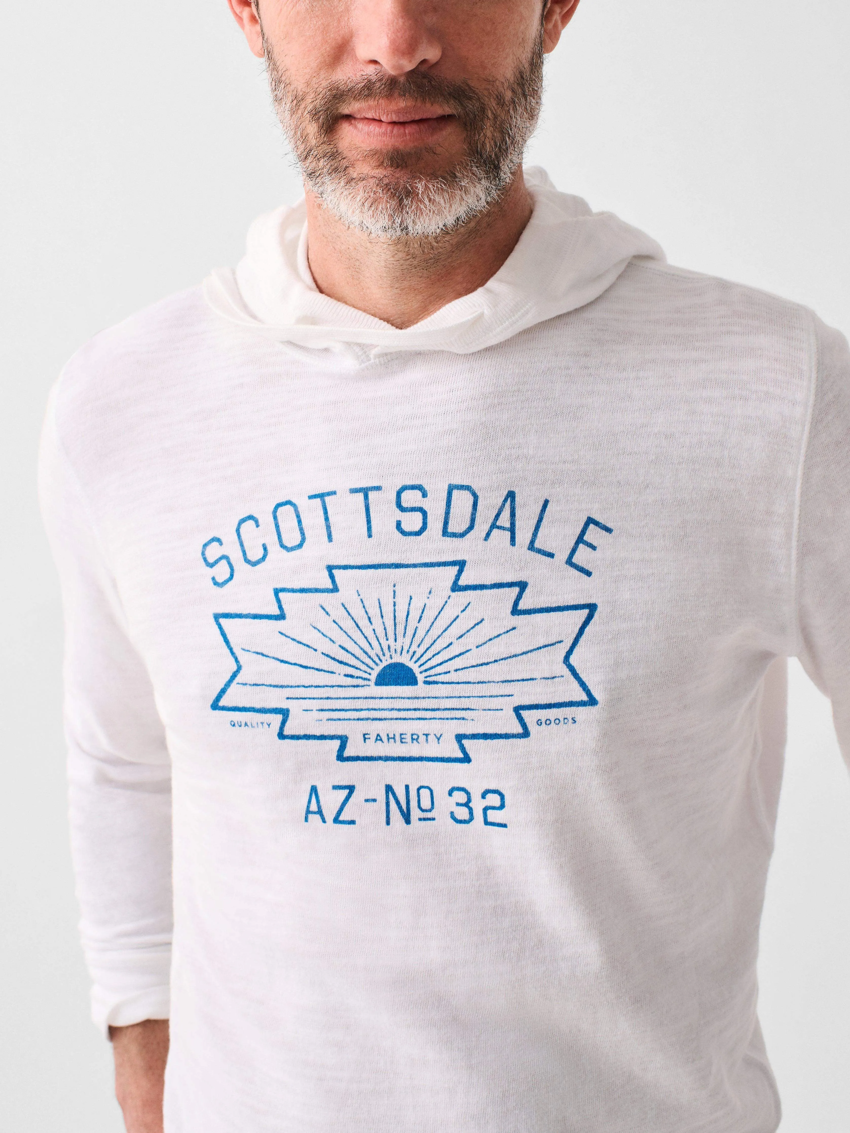 Scottsdale Heritage Slub Cotton Hoodie - White sold by Faherty product image thumbnail 3