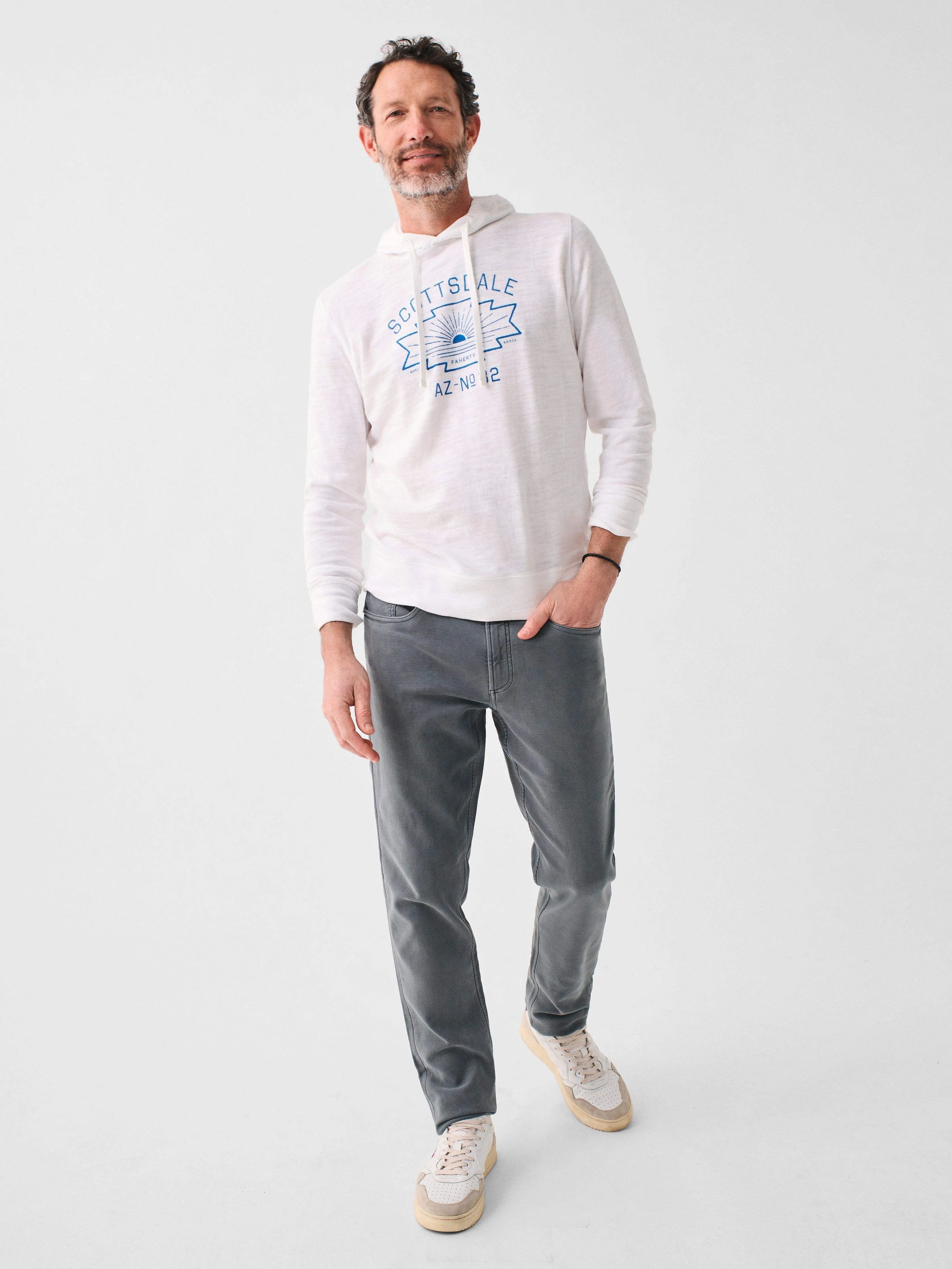 Scottsdale Heritage Slub Cotton Hoodie - White sold by Faherty product image thumbnail 5