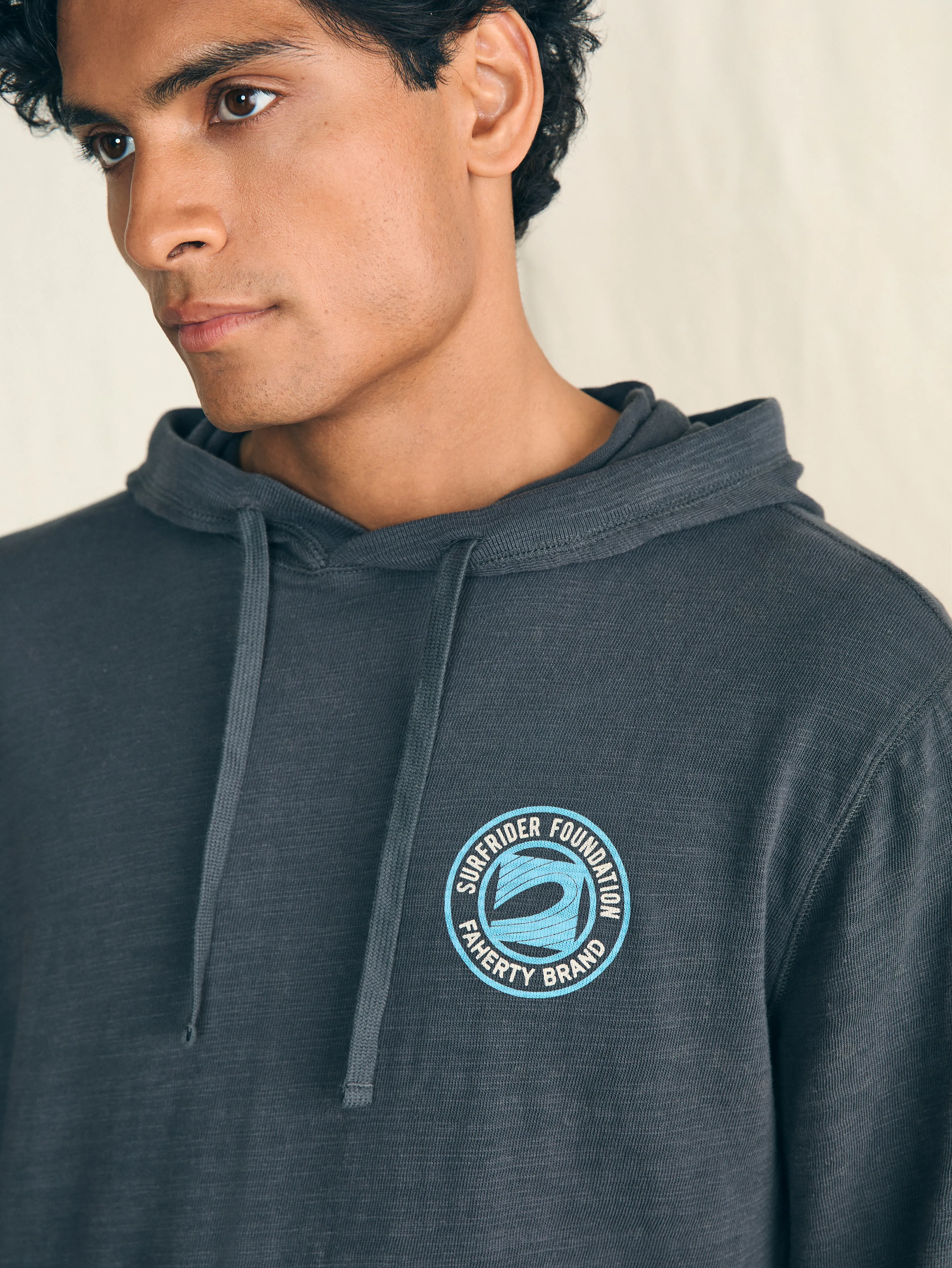 Surfrider Sunwashed Slub Hoodie - Graphite sold by Faherty product image thumbnail 2