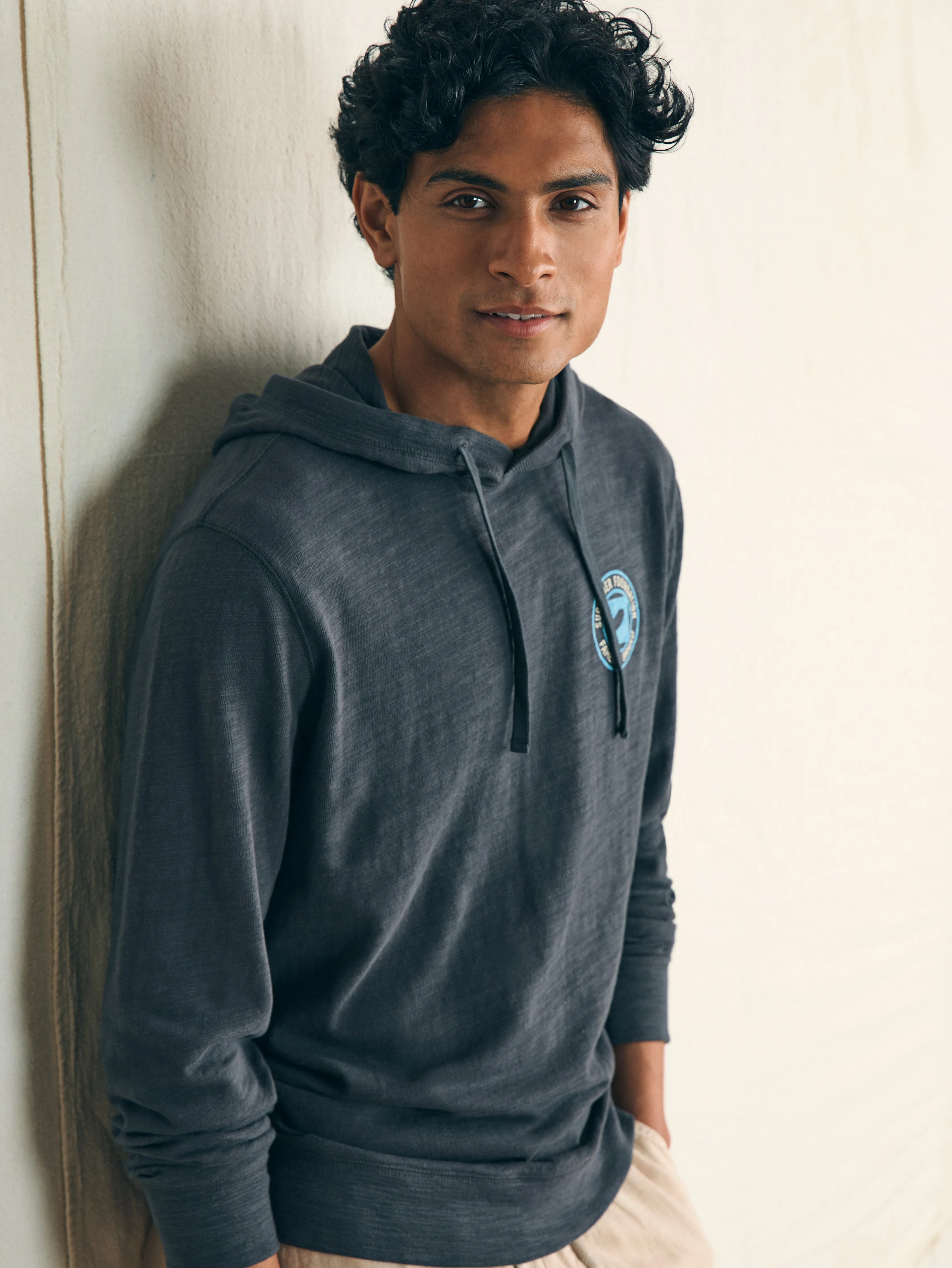 Surfrider Sunwashed Slub Hoodie - Graphite sold by Faherty