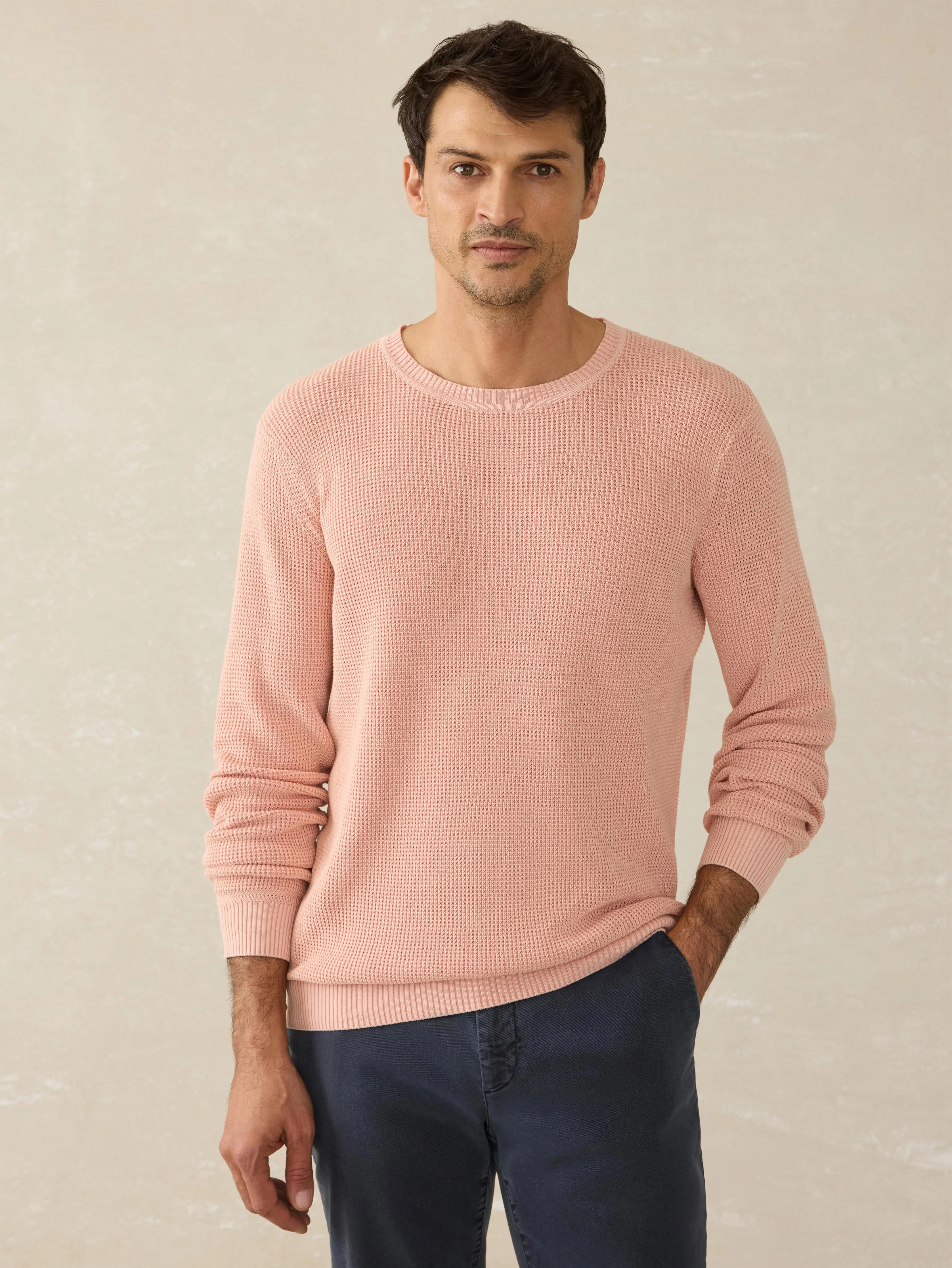 Sunwashed Crewneck Sweater - Coral Dawn sold by Faherty