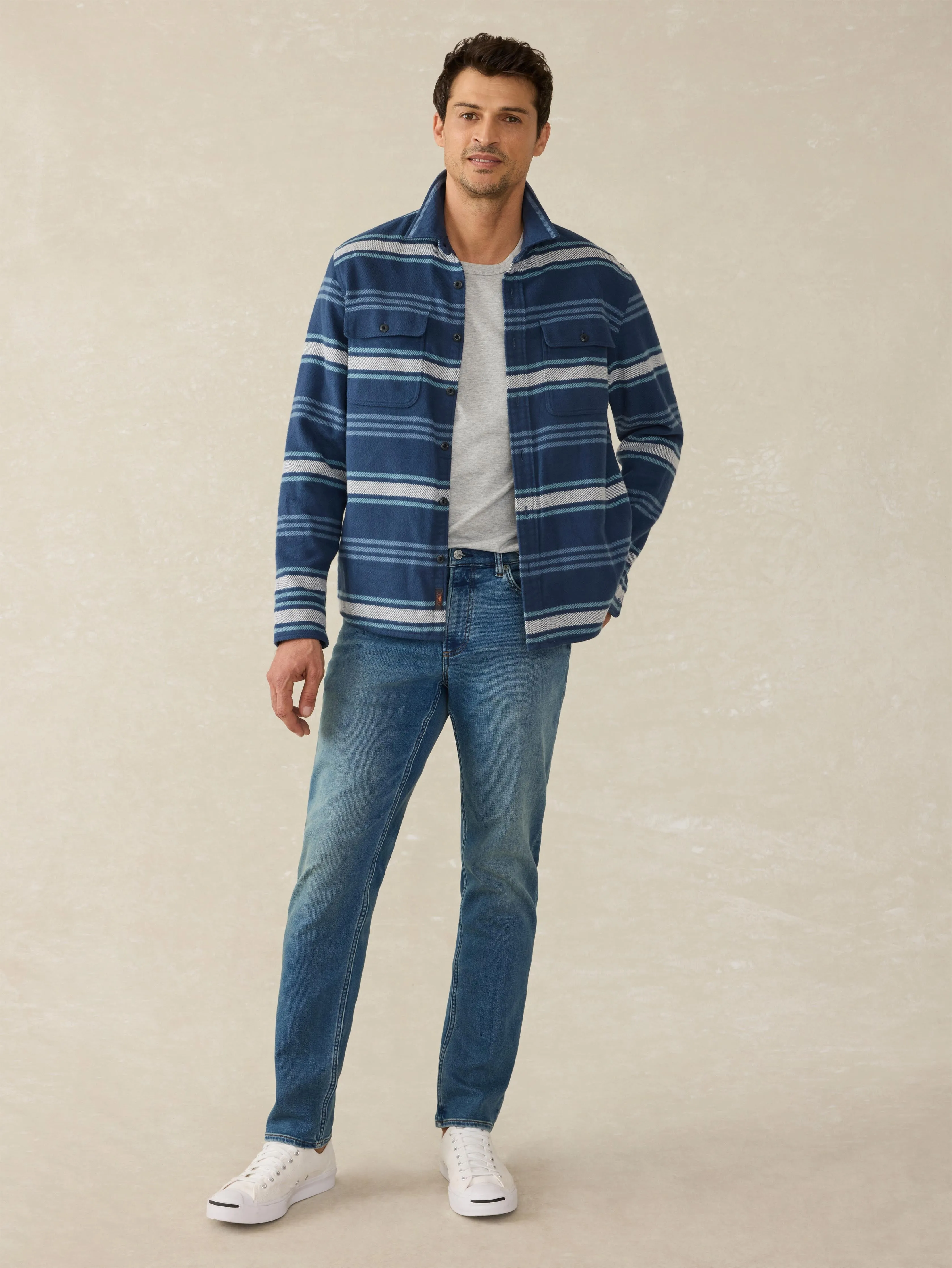 Stretch Terry Indigo 5 Pocket - Storm Harbor Wash sold by Faherty product image thumbnail 4