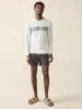 Shorelite Long-Sleeve Tech Tee - Grey Steel Surf Stripe sold by Faherty