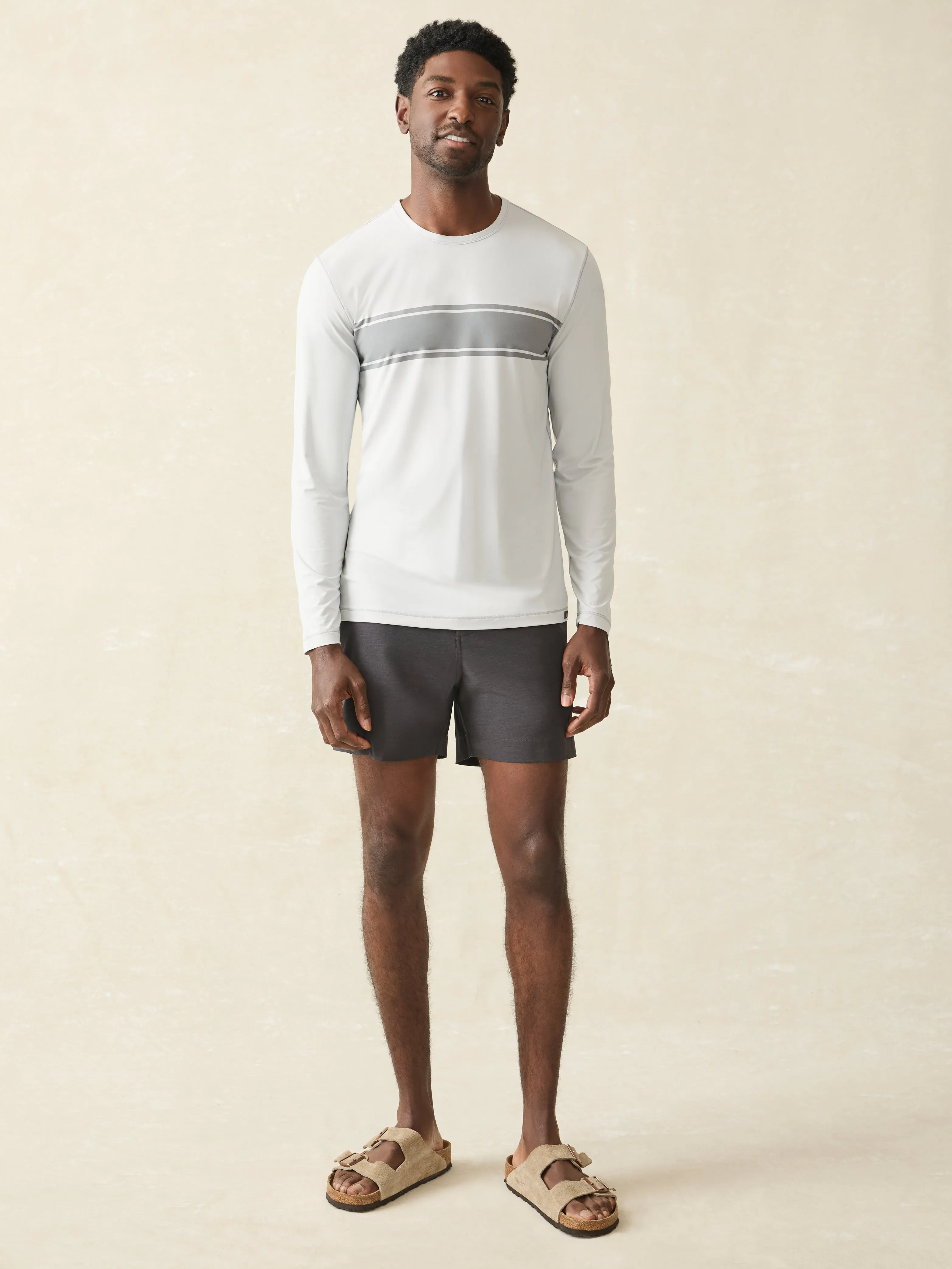 Shorelite Long-Sleeve Tech Tee - Grey Steel Surf Stripe sold by Faherty product image thumbnail 4