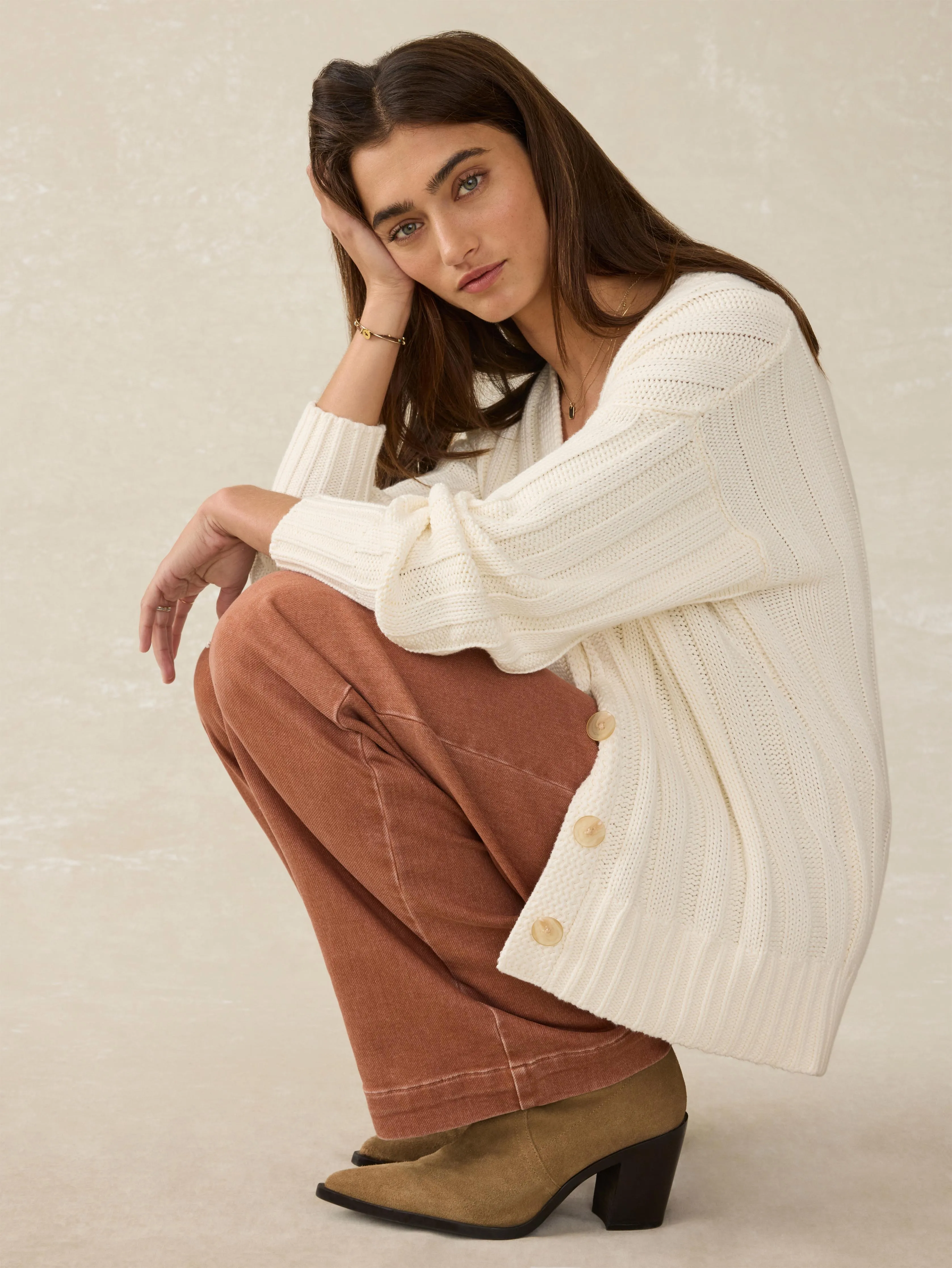 Sunwashed Cotton Laidback Cardigan - Egret sold by Faherty product image thumbnail 4