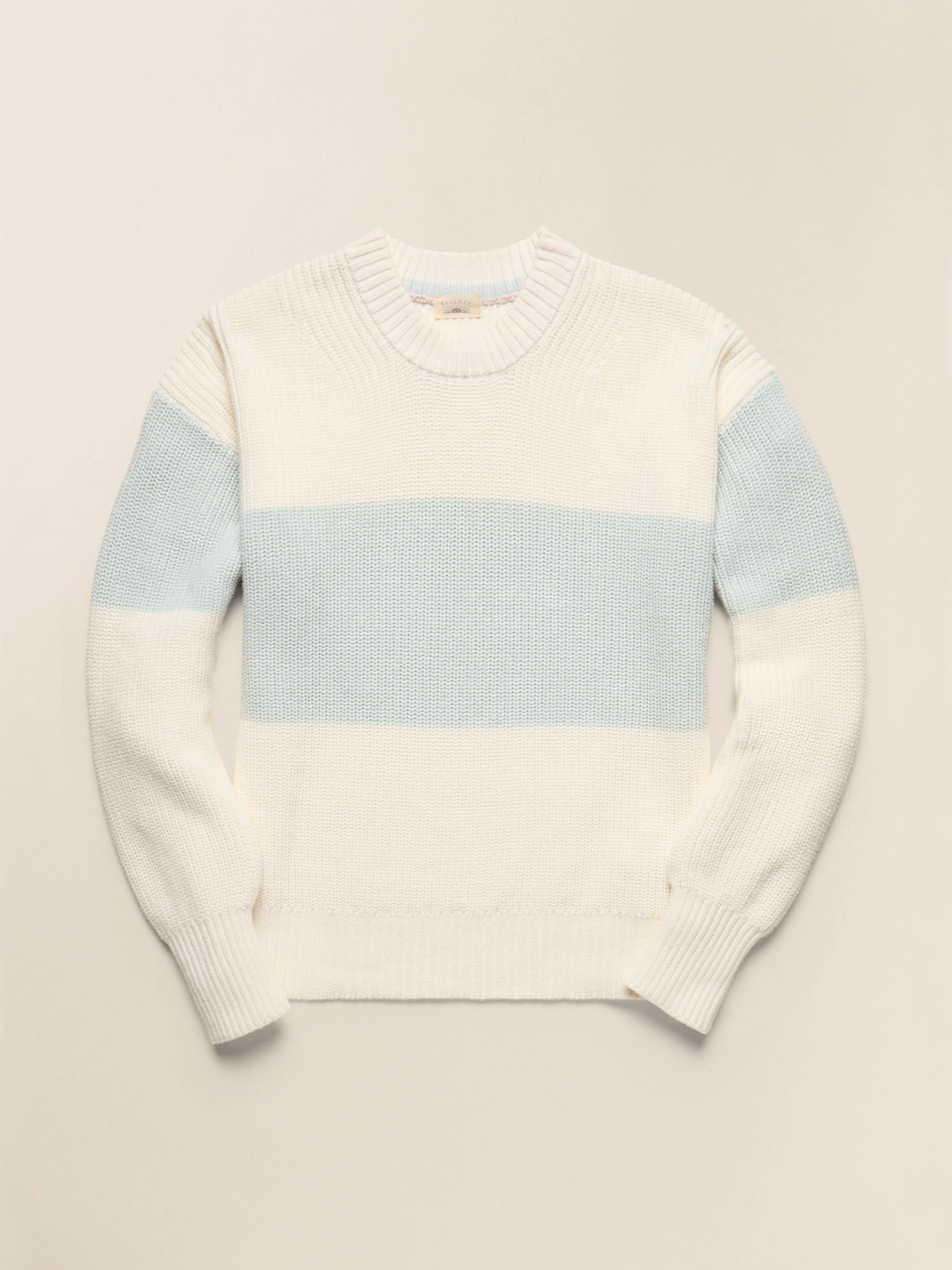 Sunwashed Cotton Fisherman Sweater - Sea Salt Stripe sold by Faherty product image thumbnail 4