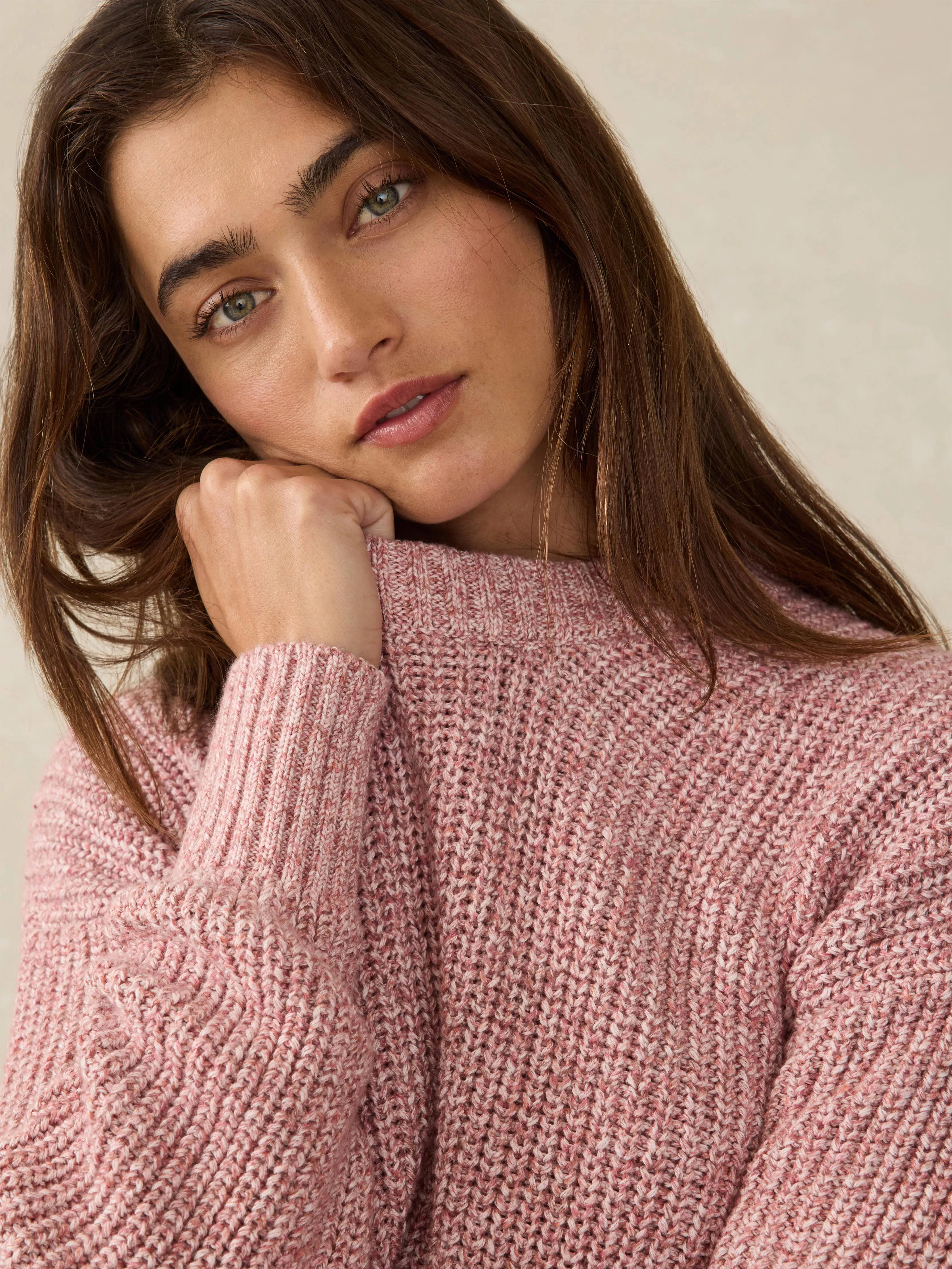 Sunwashed Cotton Fisherman Sweater - Seashell Blush sold by Faherty product image thumbnail 2