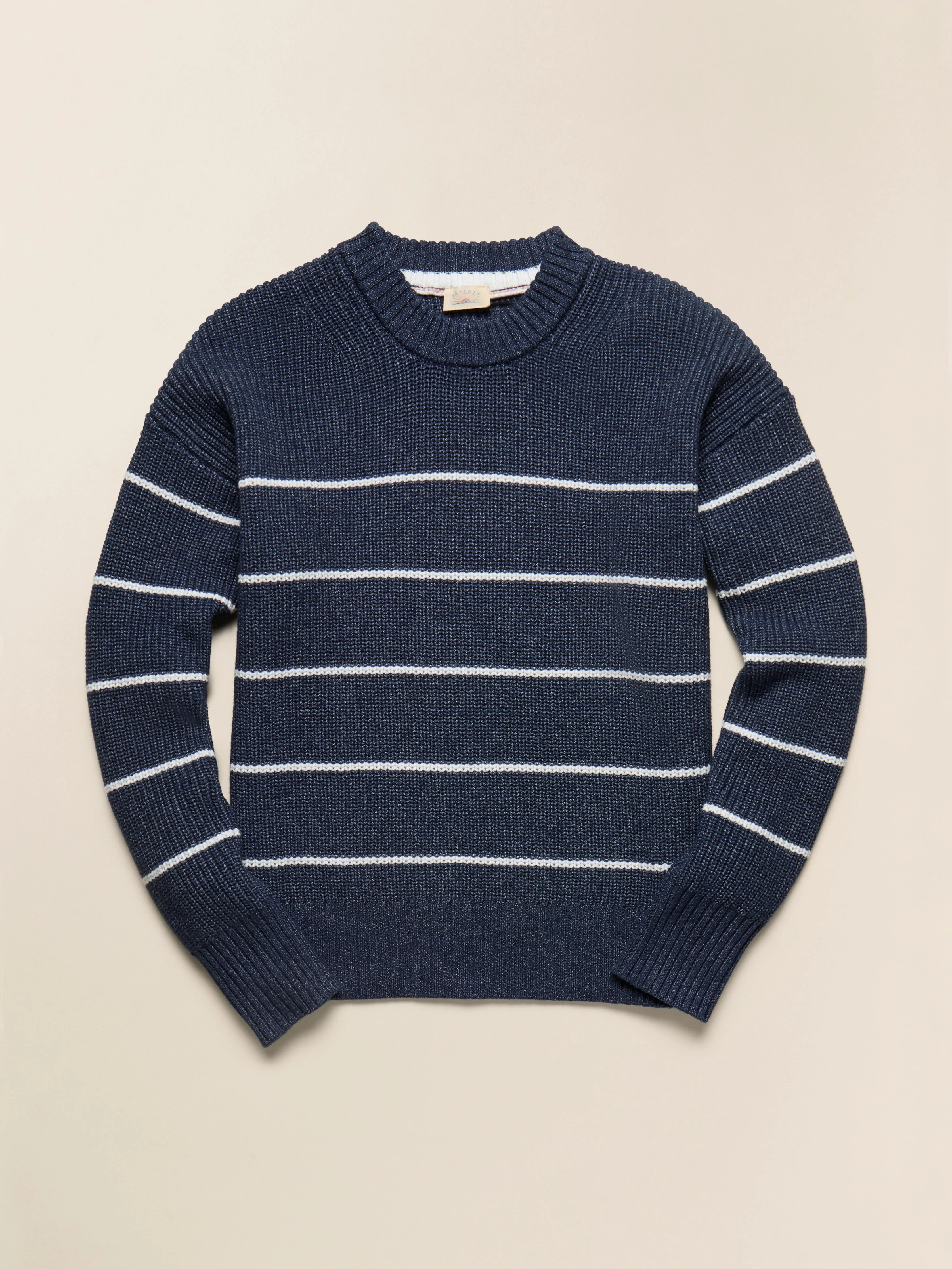 Sunwashed Cotton Fisherman Sweater - Water Mill Stripe sold by Faherty product image thumbnail 5