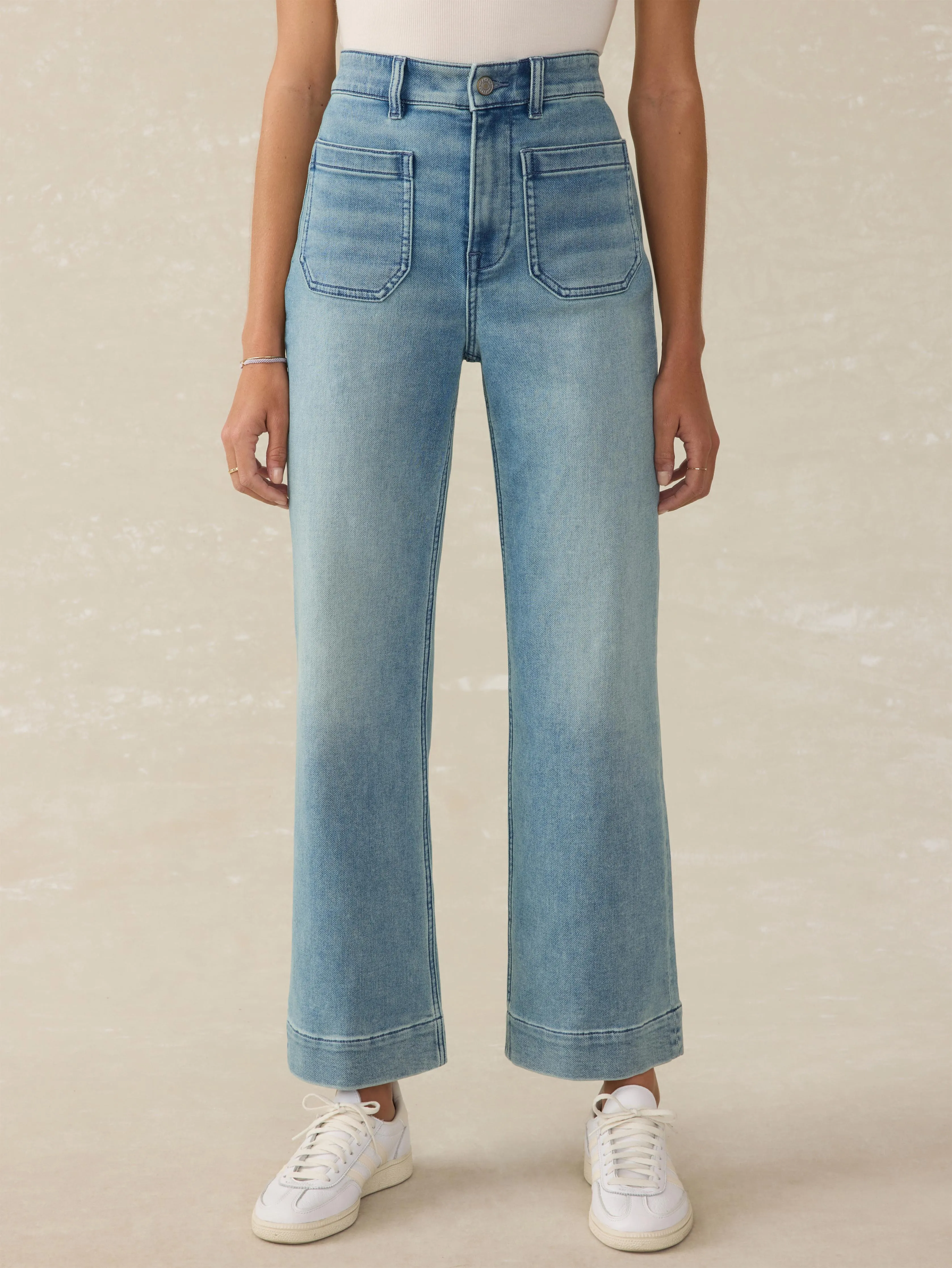 Stretch Terry Patch Pocket Ankle Pant - Eastern Shore Wash sold by Faherty