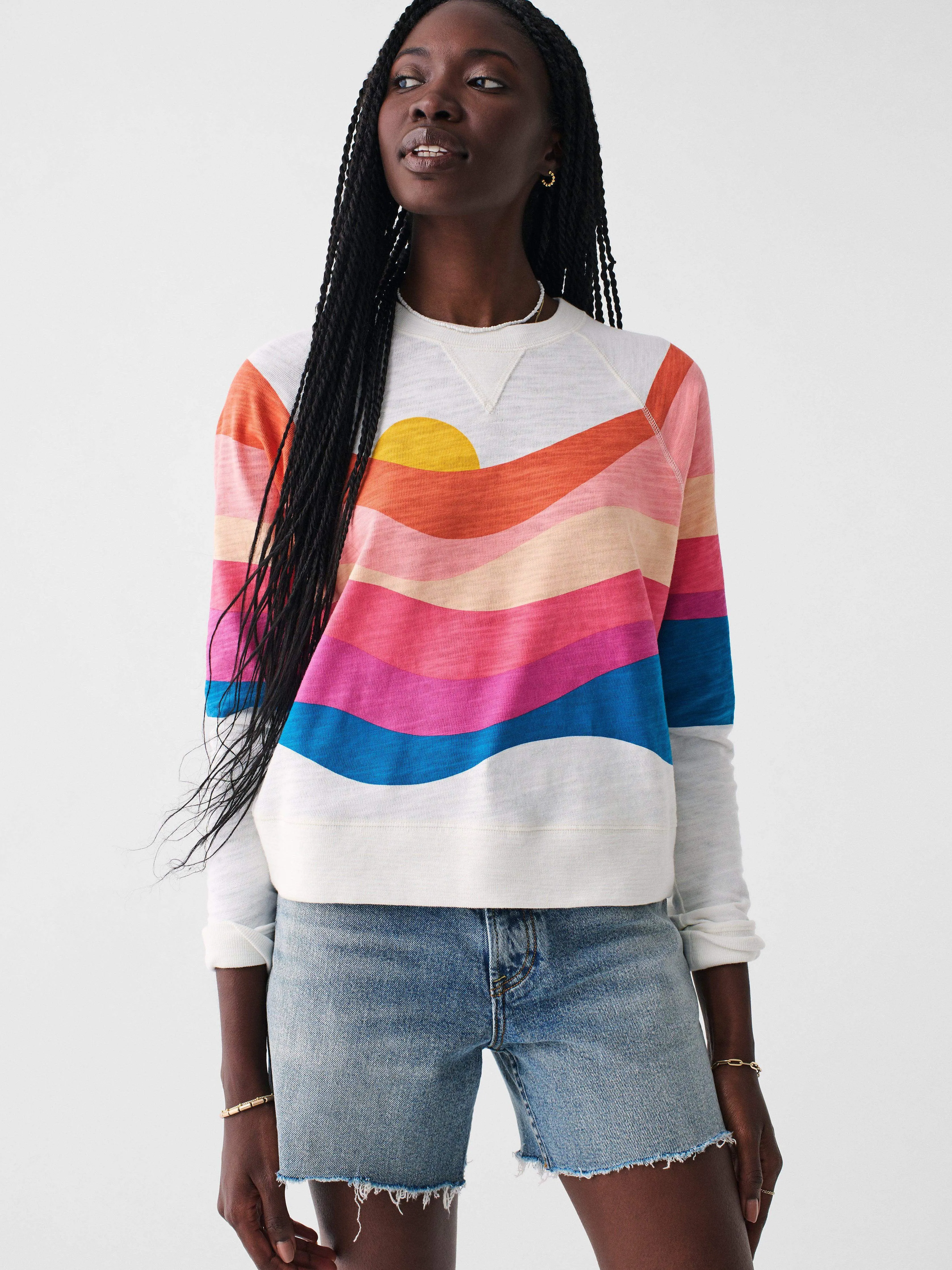 Sunwashed Slub Crewneck - Soleil Sunset Waves sold by Faherty