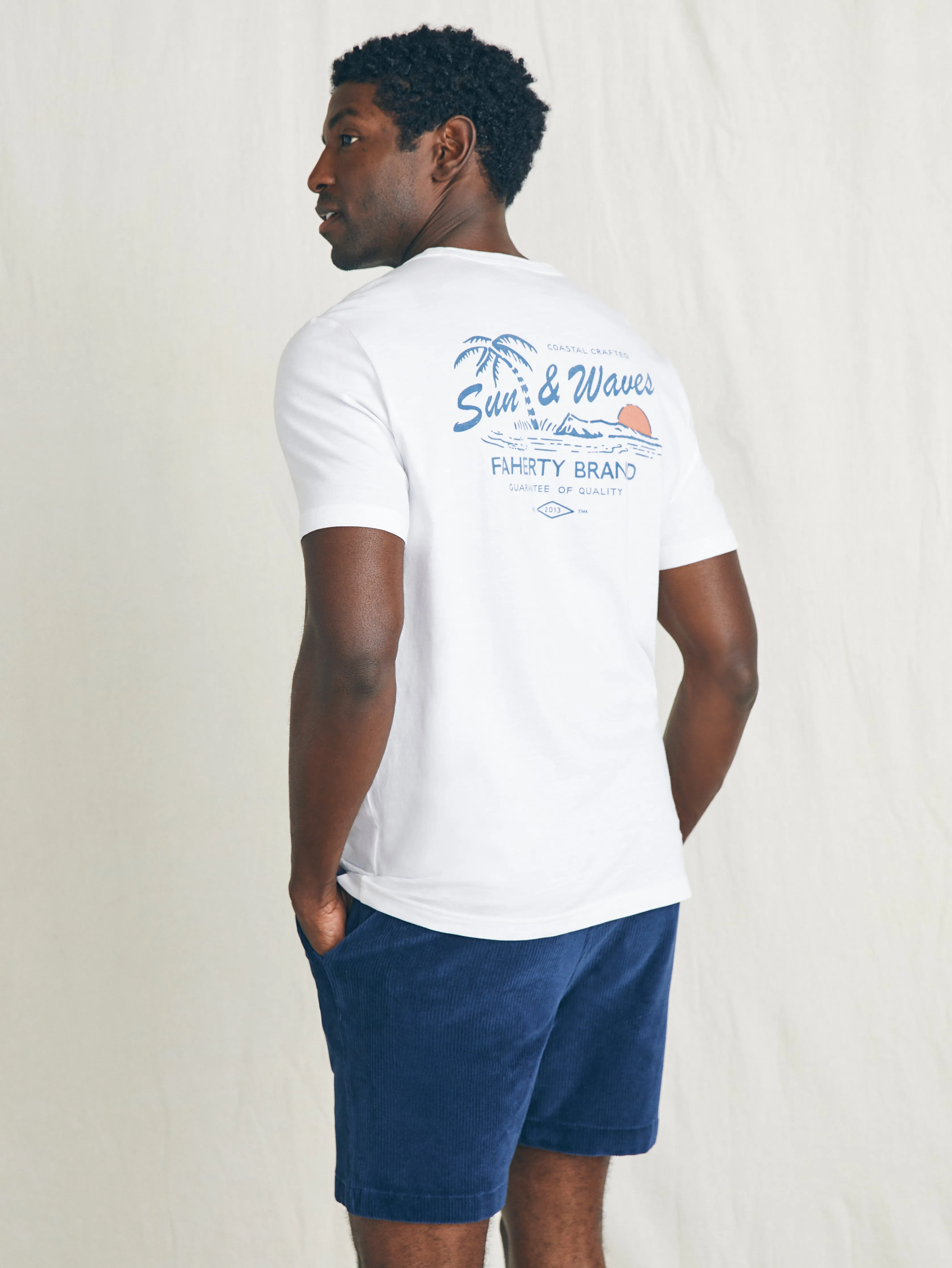 Sunwashed Graphic Tee - White sold by Faherty