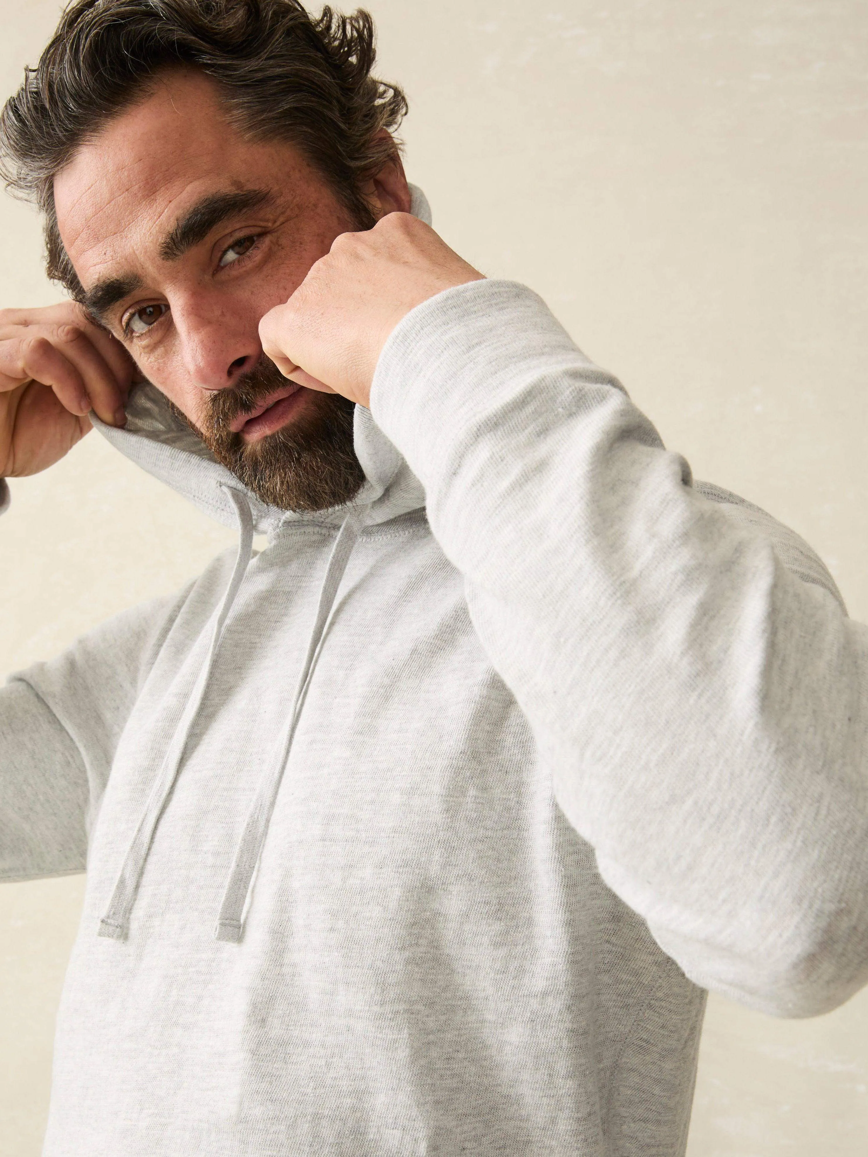 Sunwashed Slub Hoodie - Light Grey Heather sold by Faherty product image thumbnail 2