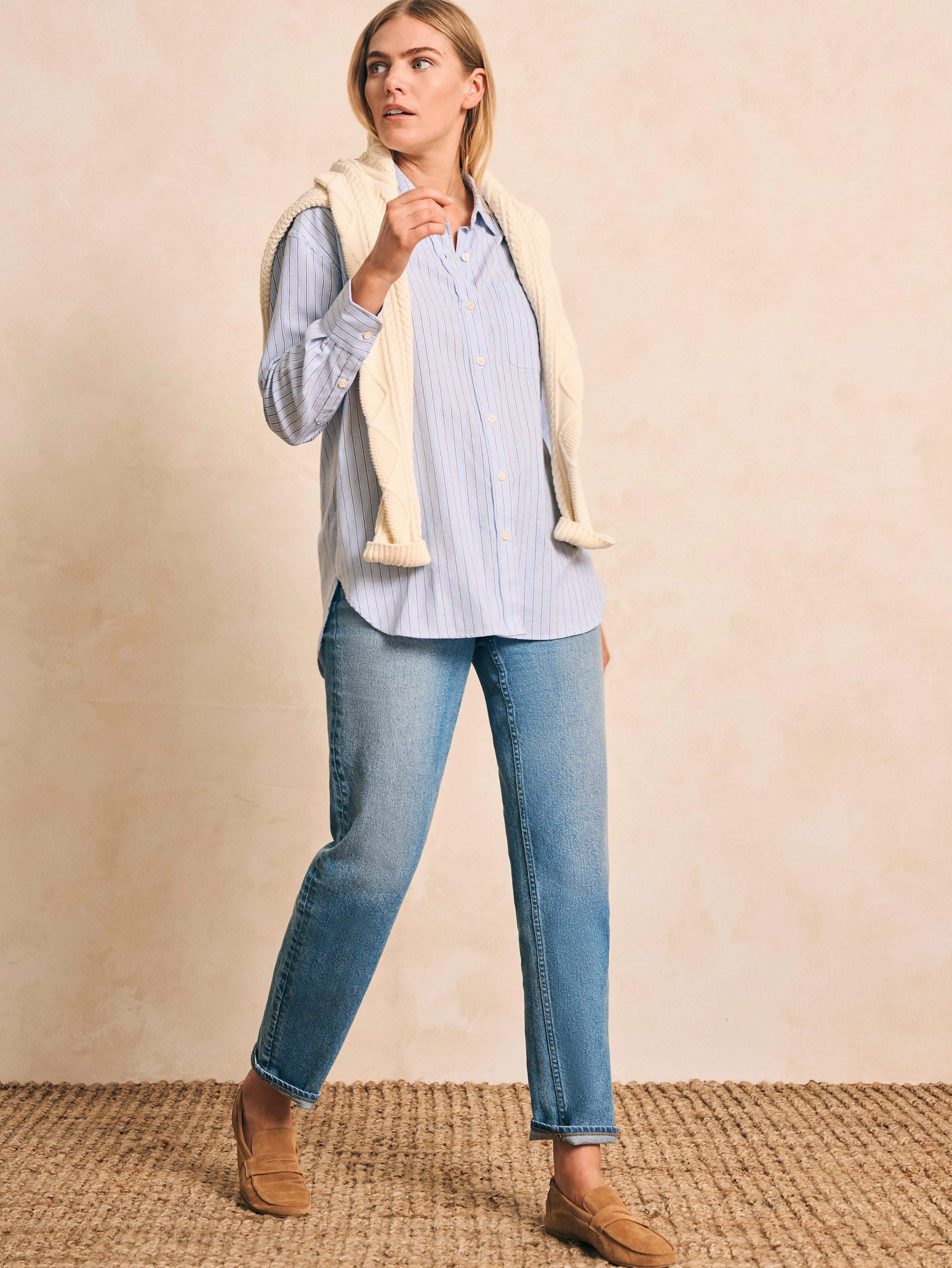 Stretch Oxford Relaxed Shirt - Cantra Stripe sold by Faherty product image thumbnail 2