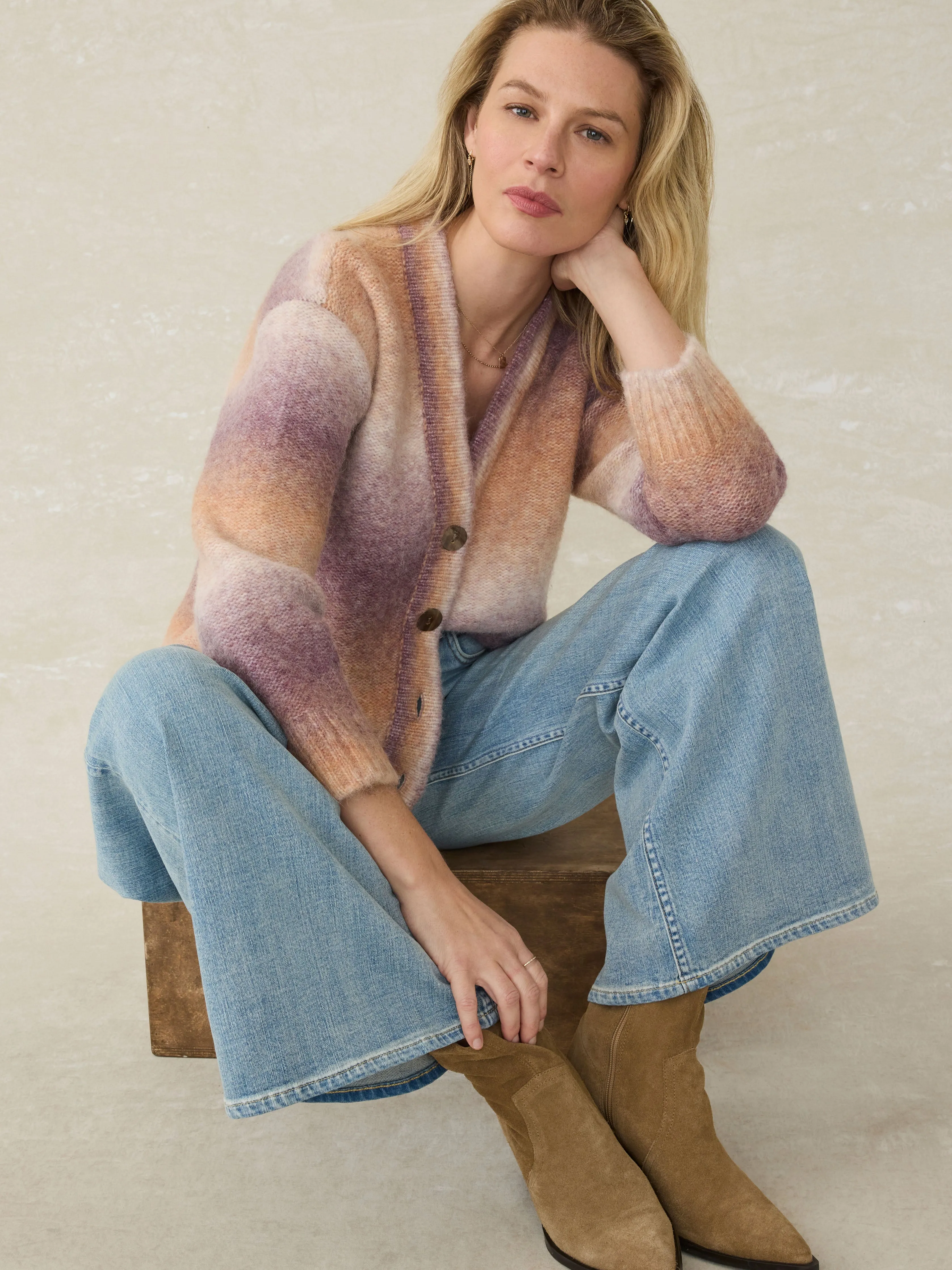Seaside Spacedye Cardigan - Amethyst Dusk sold by Faherty product image thumbnail 4