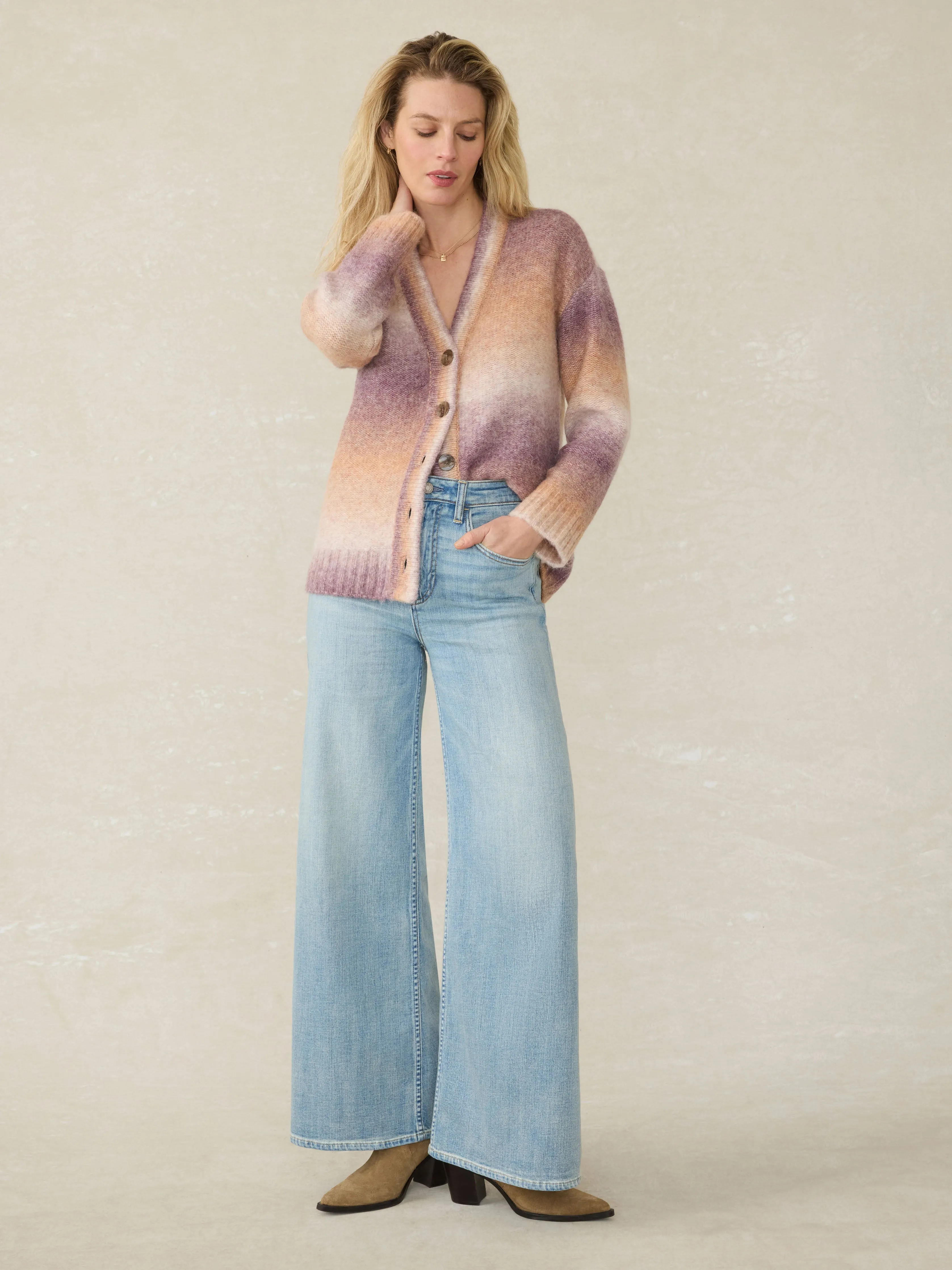 Seaside Spacedye Cardigan - Amethyst Dusk sold by Faherty product image thumbnail 3
