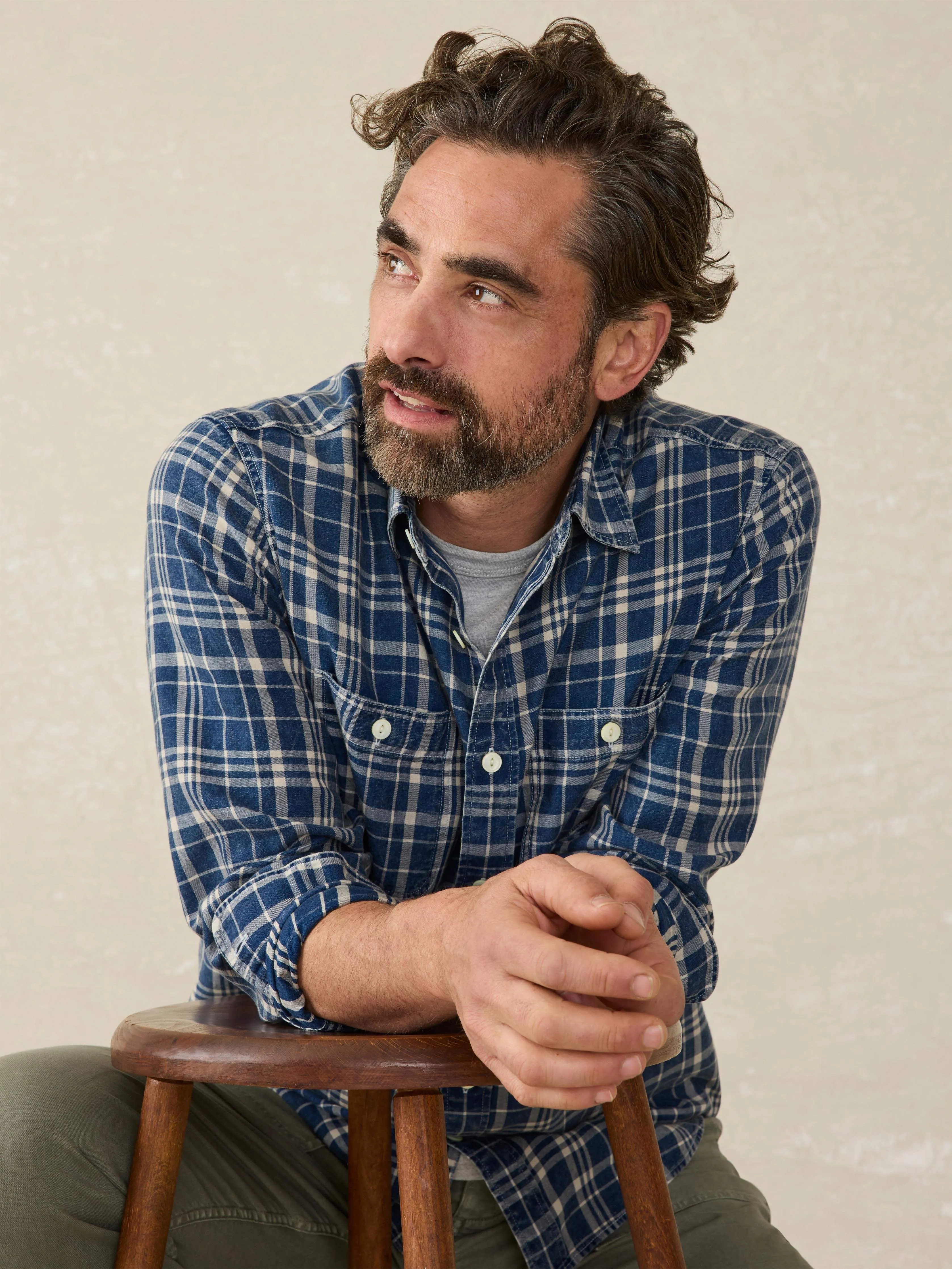 Tried & True Chambray Workshirt - Bar Harbor Plaid sold by Faherty product image thumbnail 3