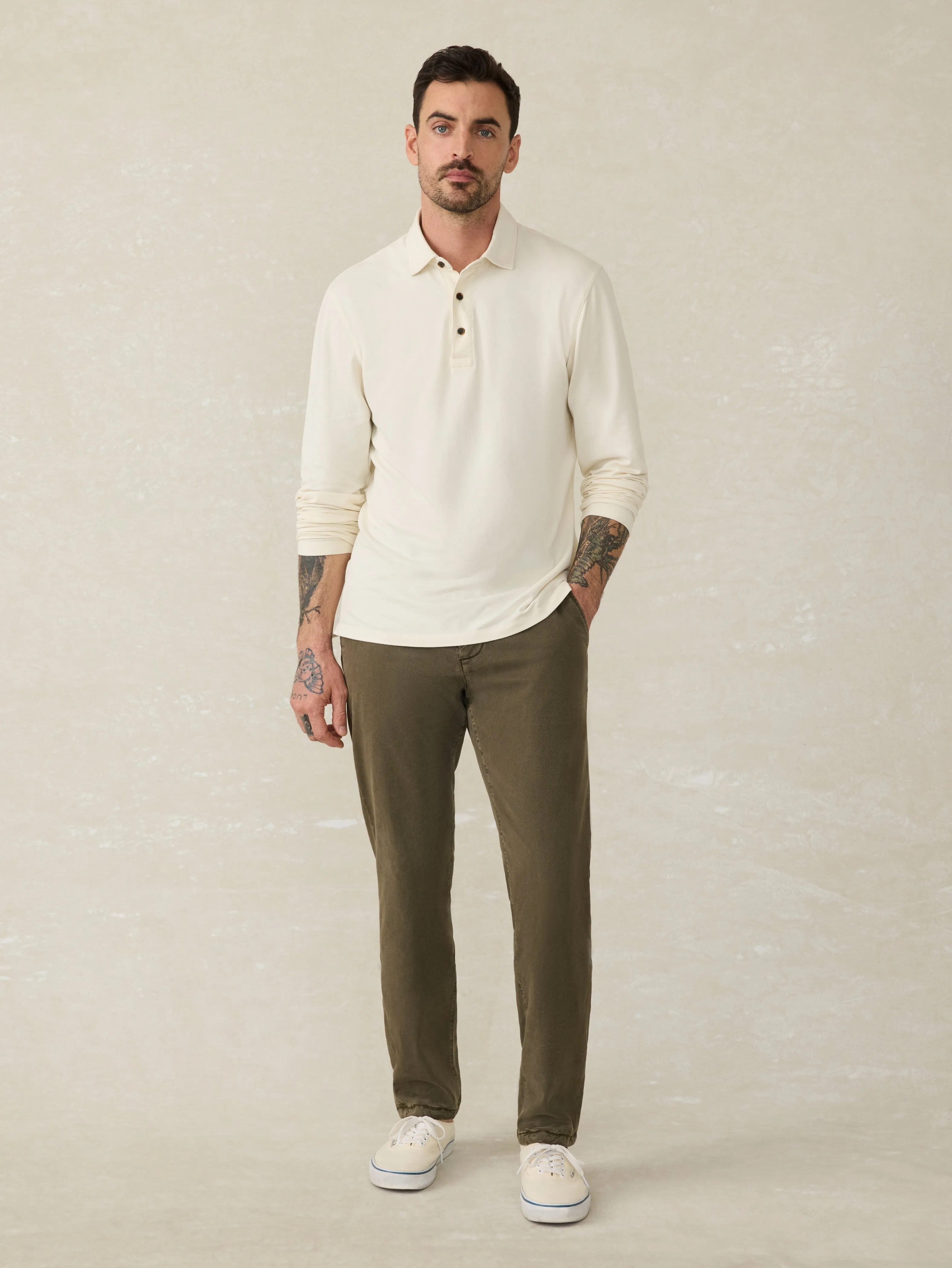 Long-Sleeve Field Knit Polo - Coastal Cream sold by Faherty product image thumbnail 4