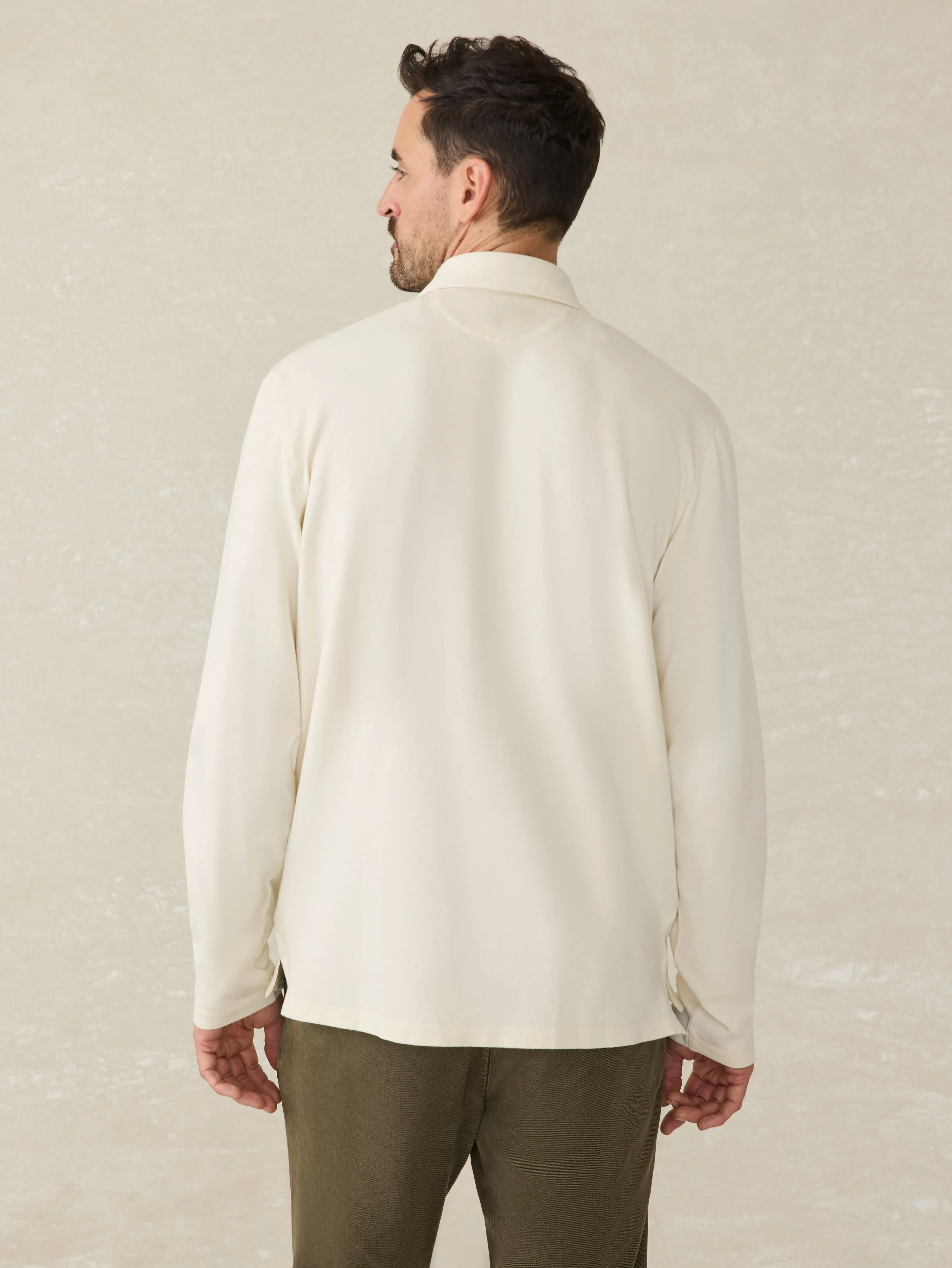 Long-Sleeve Field Knit Polo - Coastal Cream sold by Faherty product image thumbnail 5