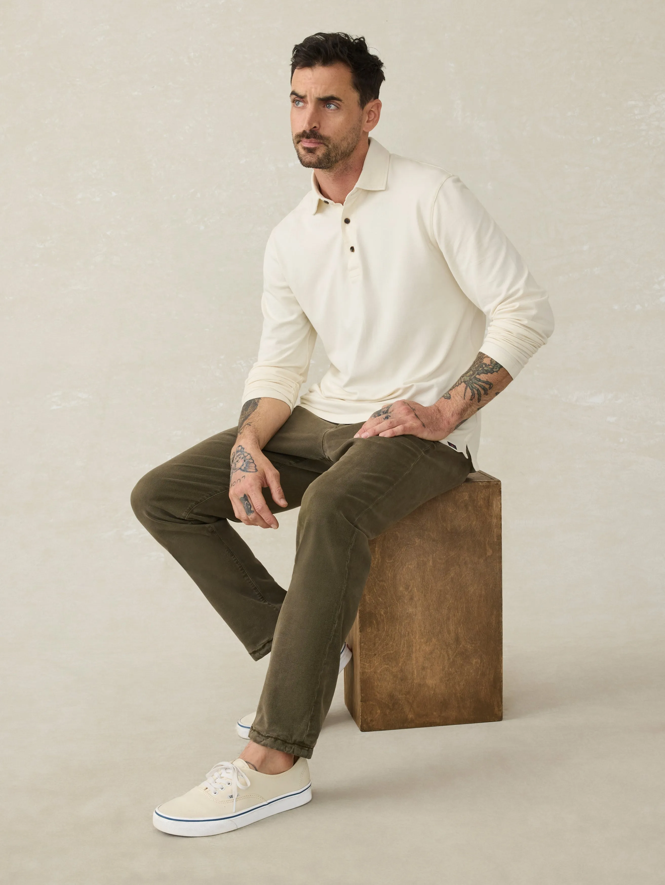 Long-Sleeve Field Knit Polo - Coastal Cream sold by Faherty product image thumbnail 2