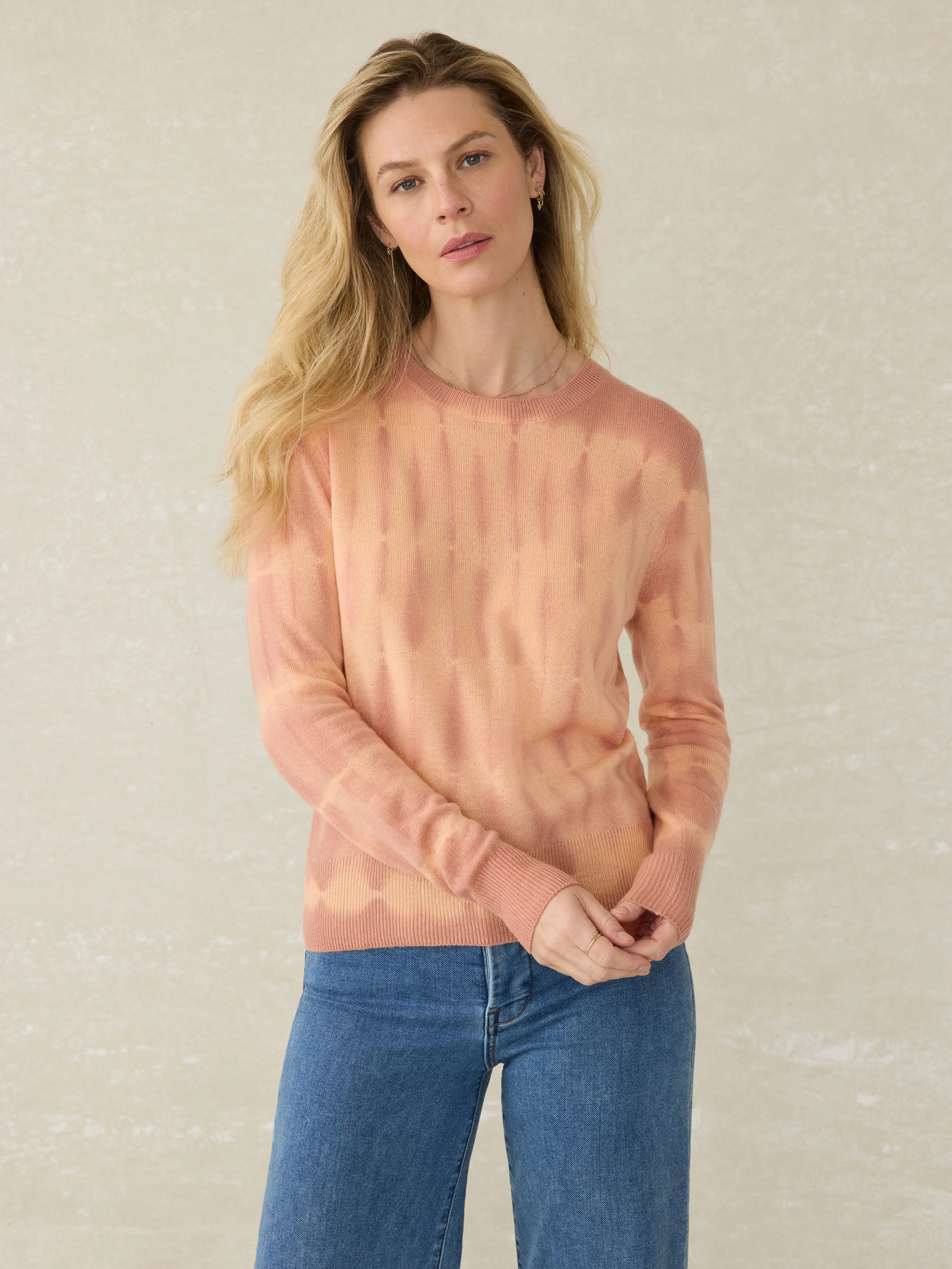 Tropical Cashmere Sweater - Red Rock Tie Dye sold by Faherty