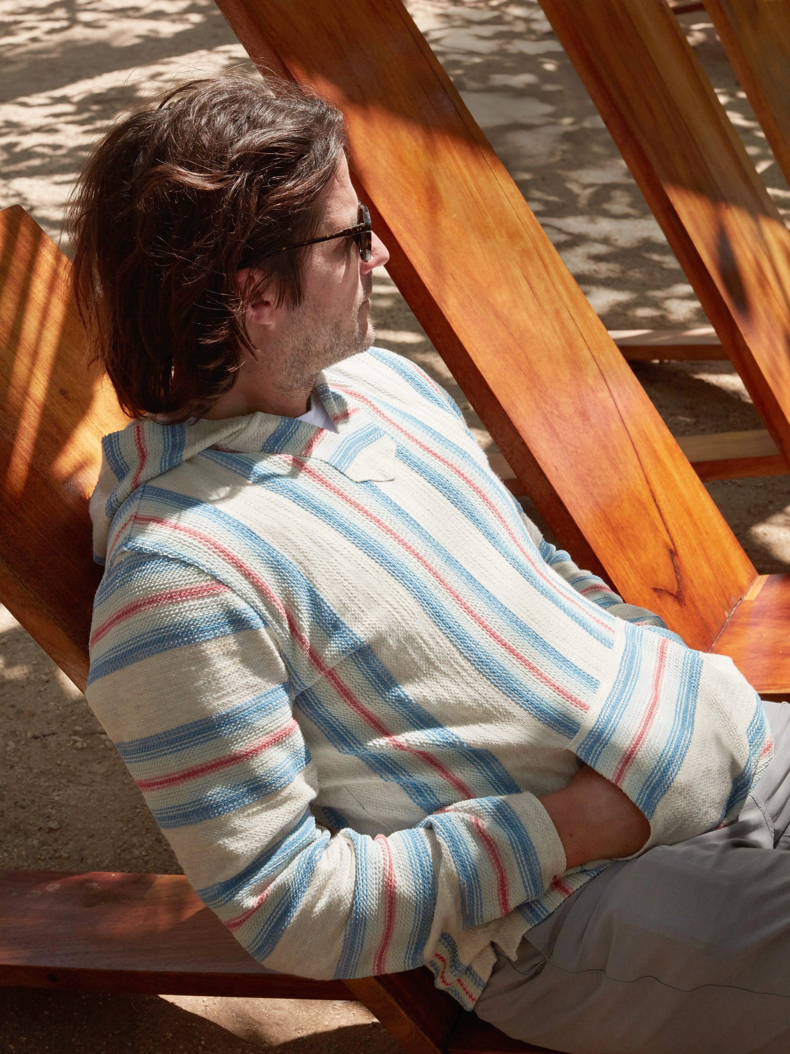 Biarritz French Terry Hoodie - Pacific Break Stripe sold by Faherty