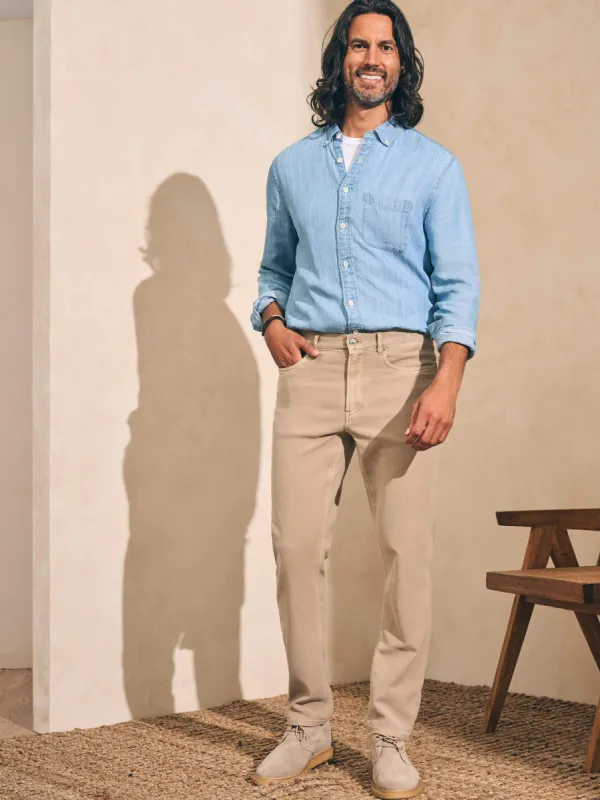 Stretch Terry 5-Pocket Pant  - Desert Khaki sold by Faherty