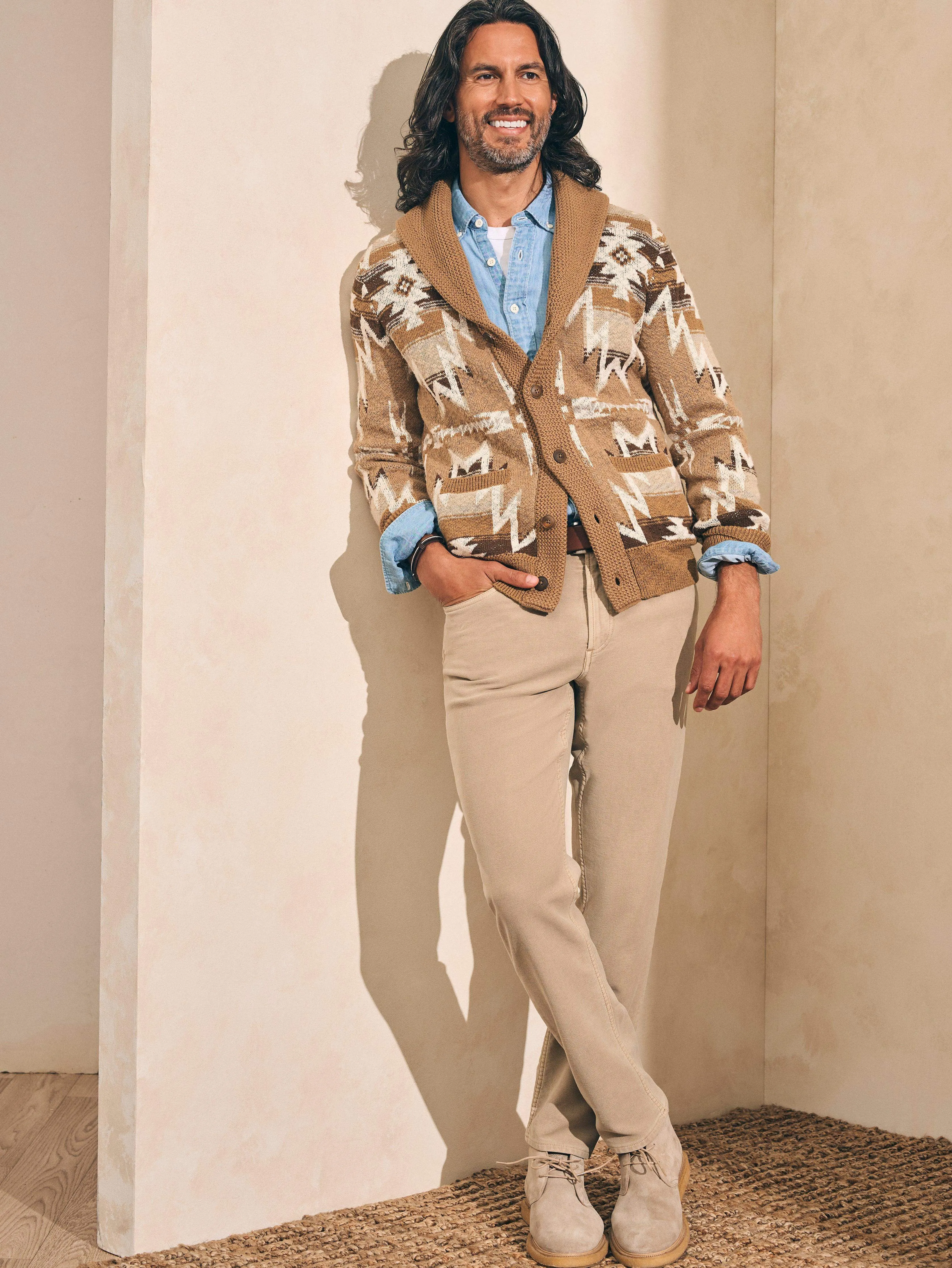 Stretch Terry 5-Pocket Pant - Desert Khaki sold by Faherty product image thumbnail 3