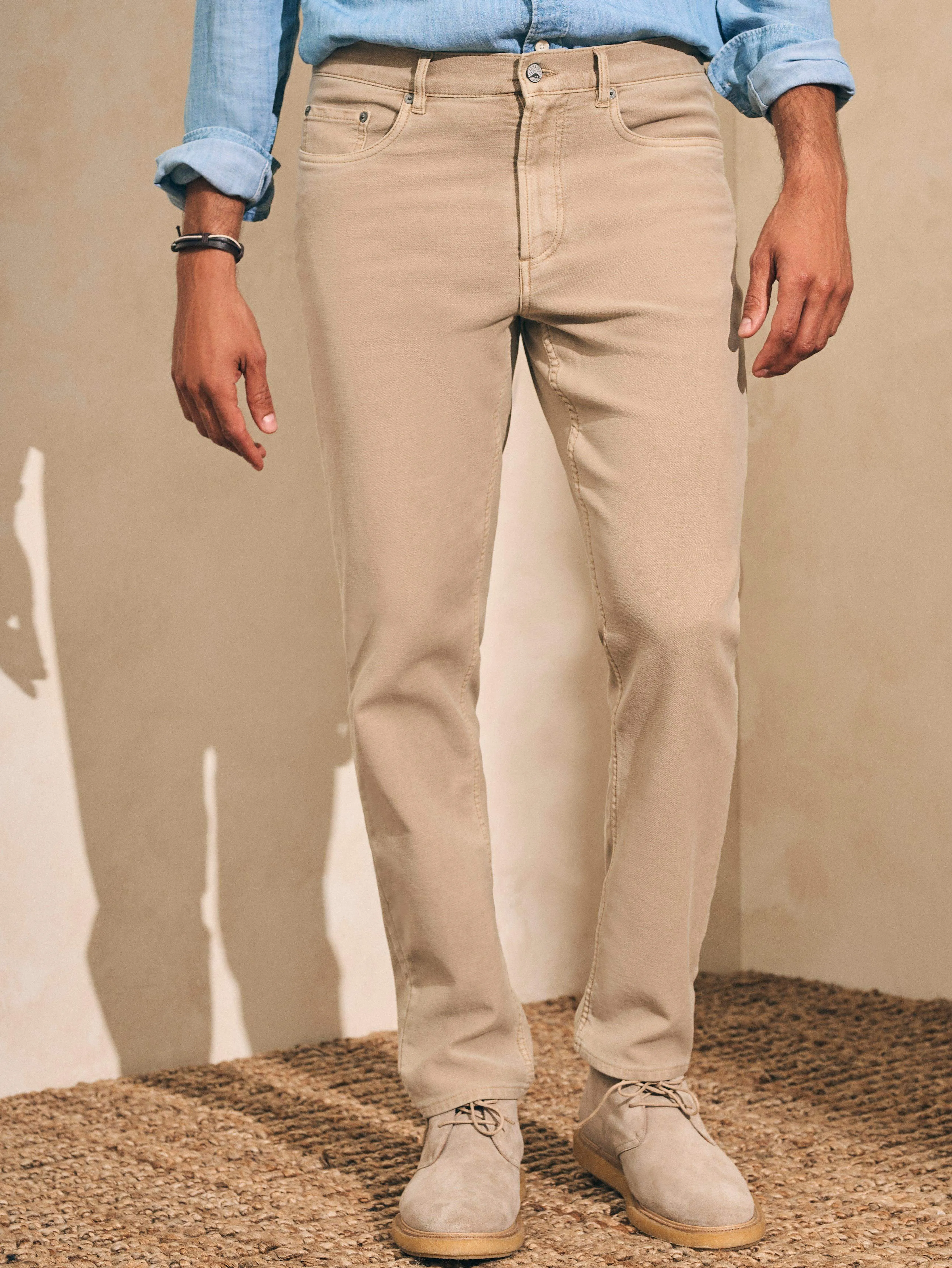 Stretch Terry 5-Pocket Pant - Desert Khaki sold by Faherty product image thumbnail 2