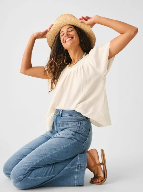 Stretch Terry Patch Pocket Pant - Mid Wash sold by Faherty