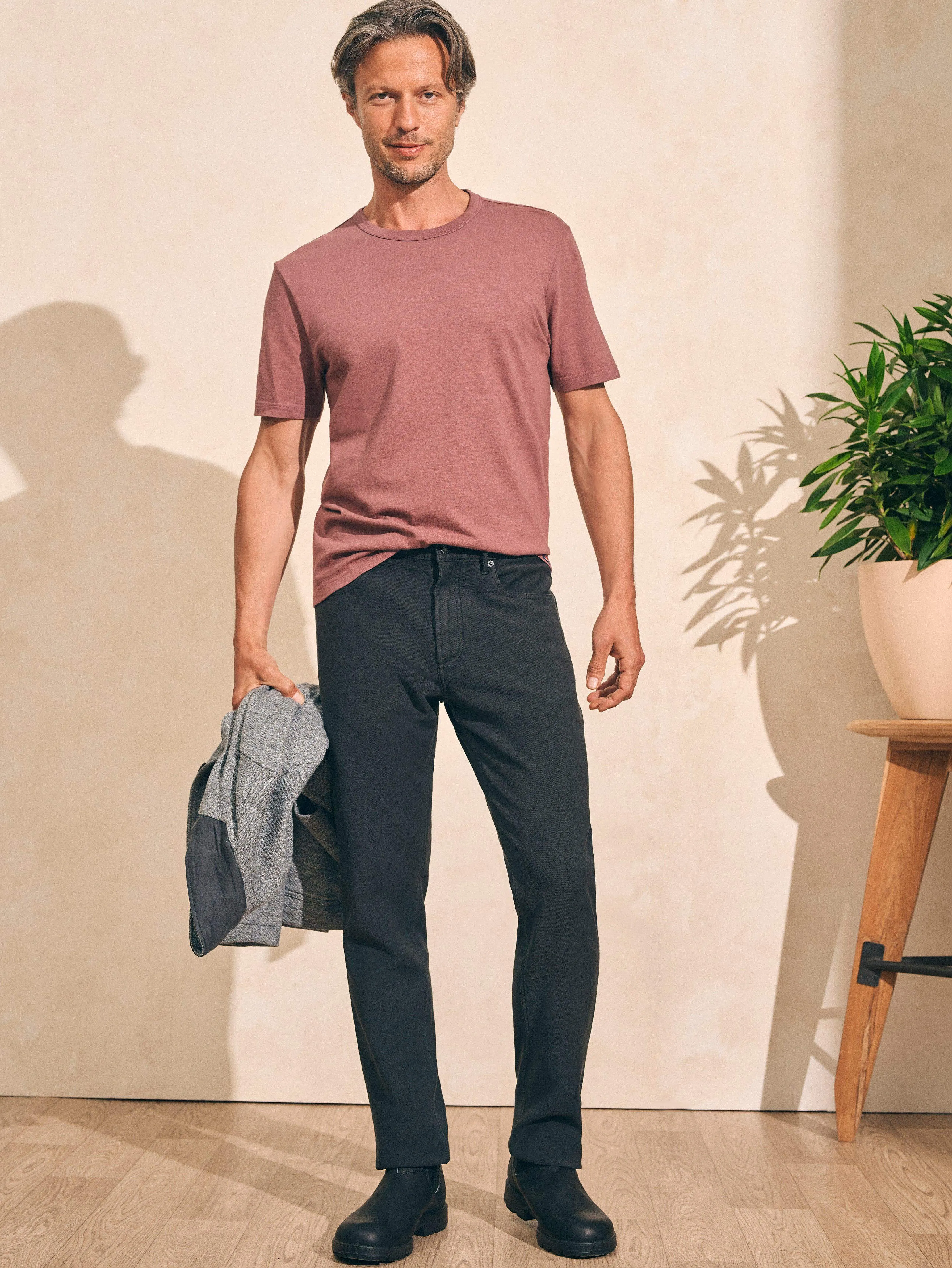 Sunwashed Tee - Plum Wine sold by Faherty