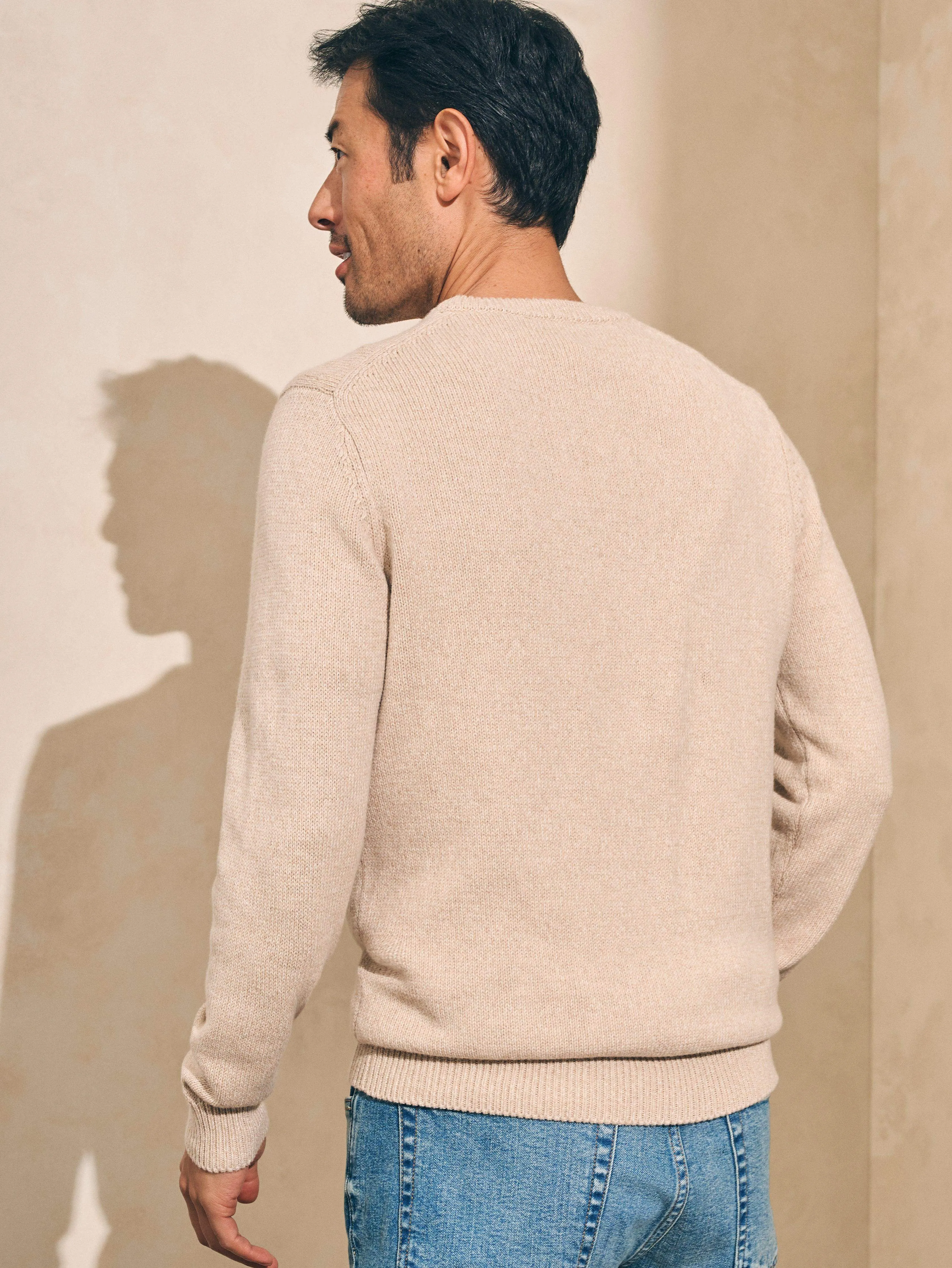 Marled Cotton Surf Stripe Crewneck - Desert Oat sold by Faherty product image thumbnail 4