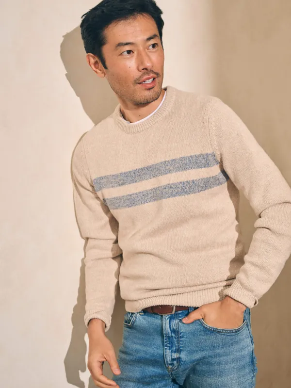 Marled Cotton Surf Stripe Crewneck - Desert Oat sold by Faherty