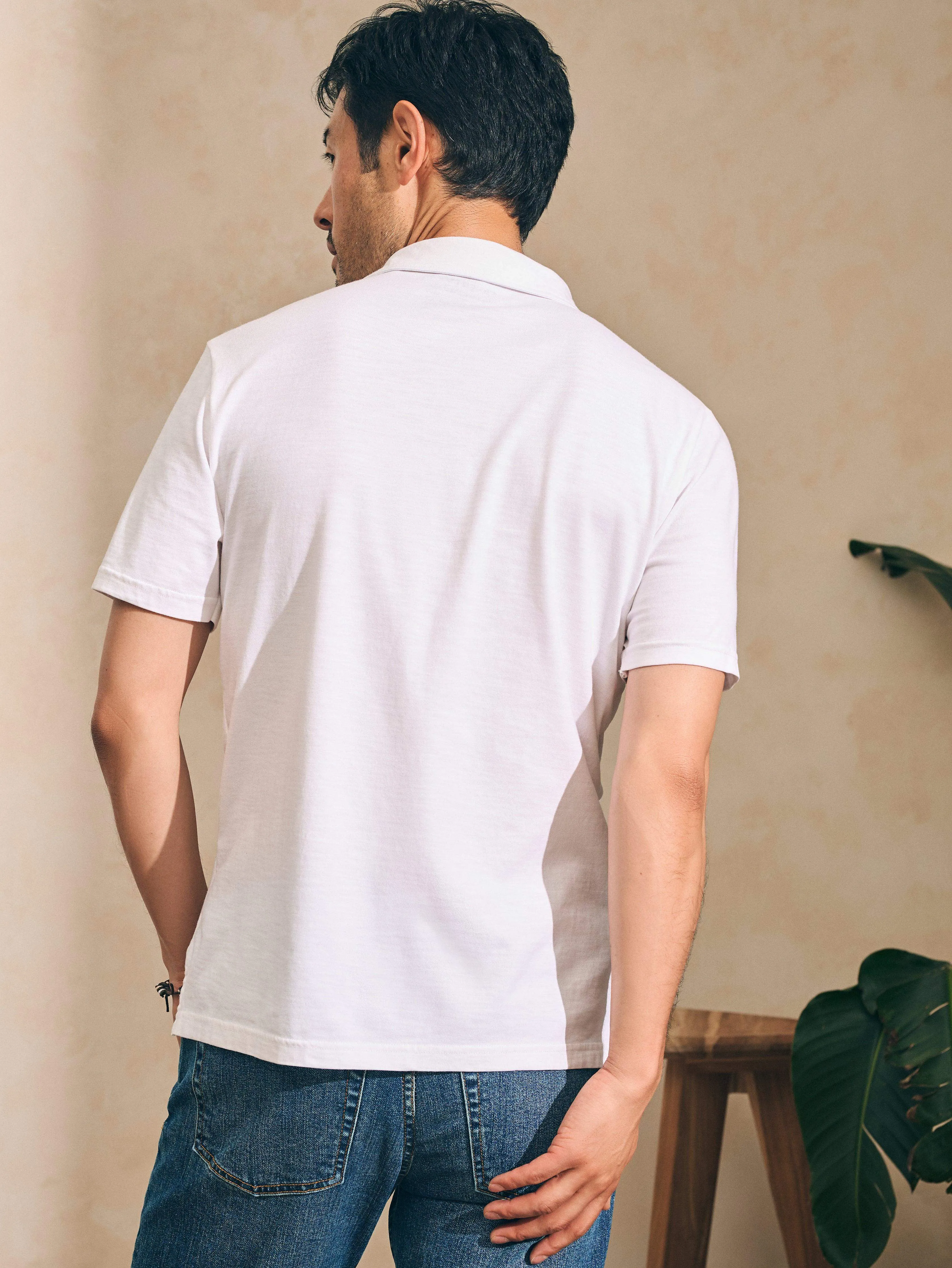 Sunwashed T-Shirt Polo - White sold by Faherty product image thumbnail 4