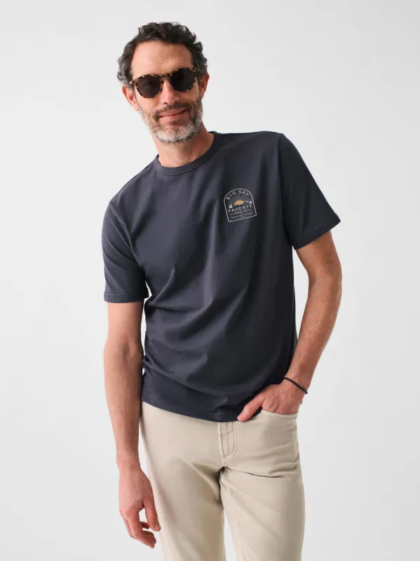 Big Sky Short-Sleeve Crew Tshirt - Washed Black sold by Faherty
