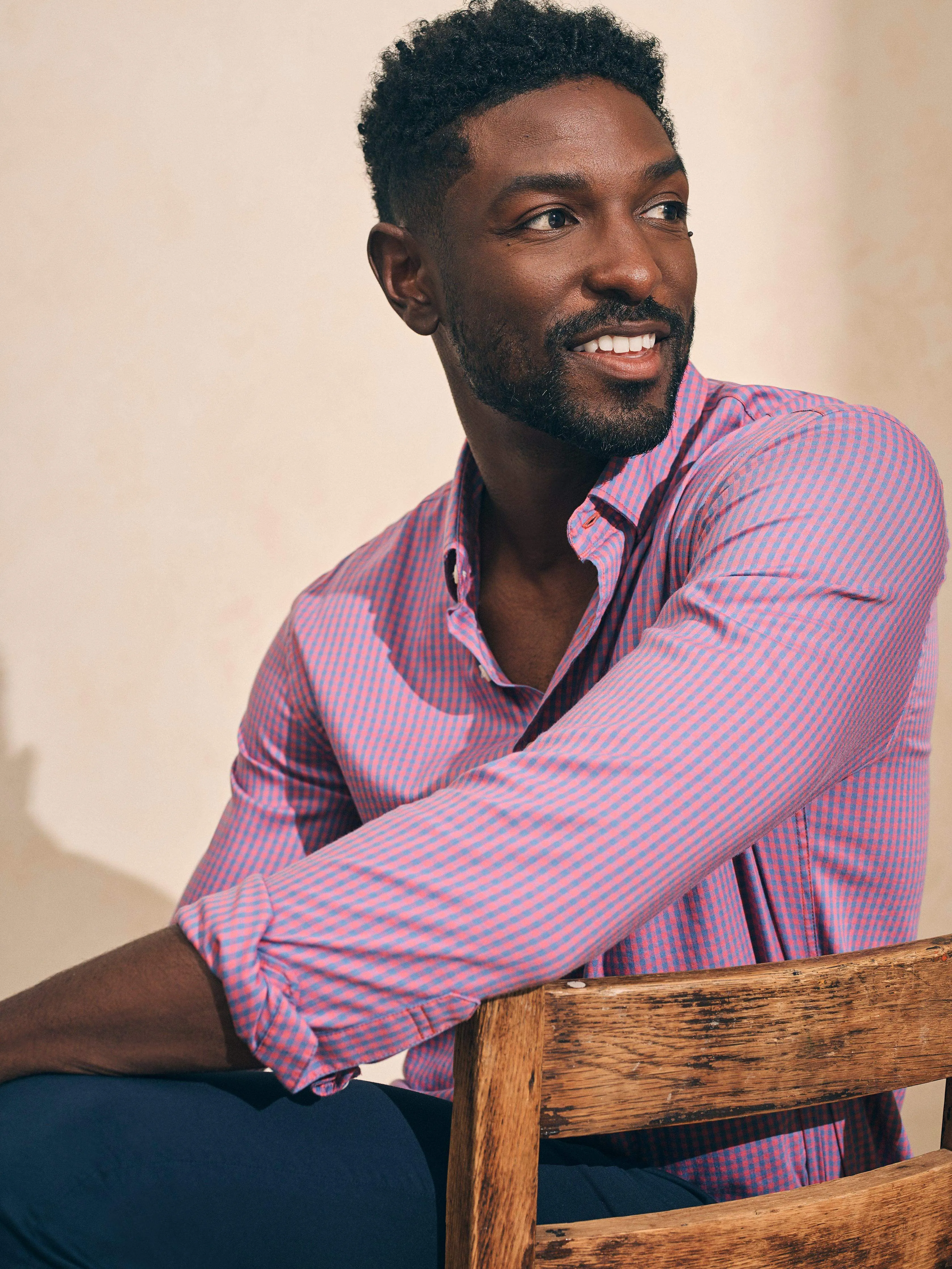 Movement™ Sport Shirt - Blue Rose Gingham sold by Faherty product image thumbnail 4