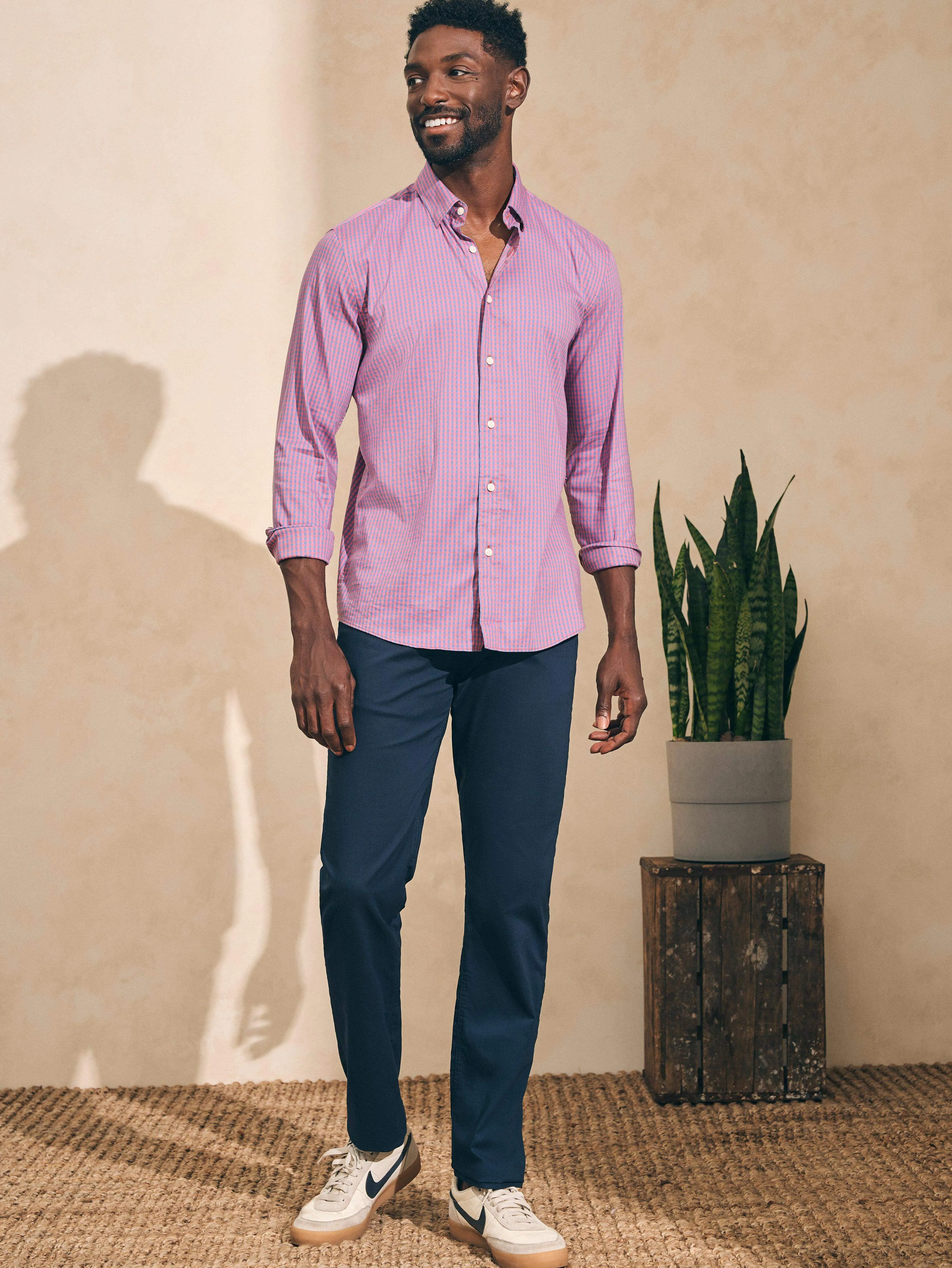 Movement™ Sport Shirt - Blue Rose Gingham sold by Faherty product image thumbnail 5