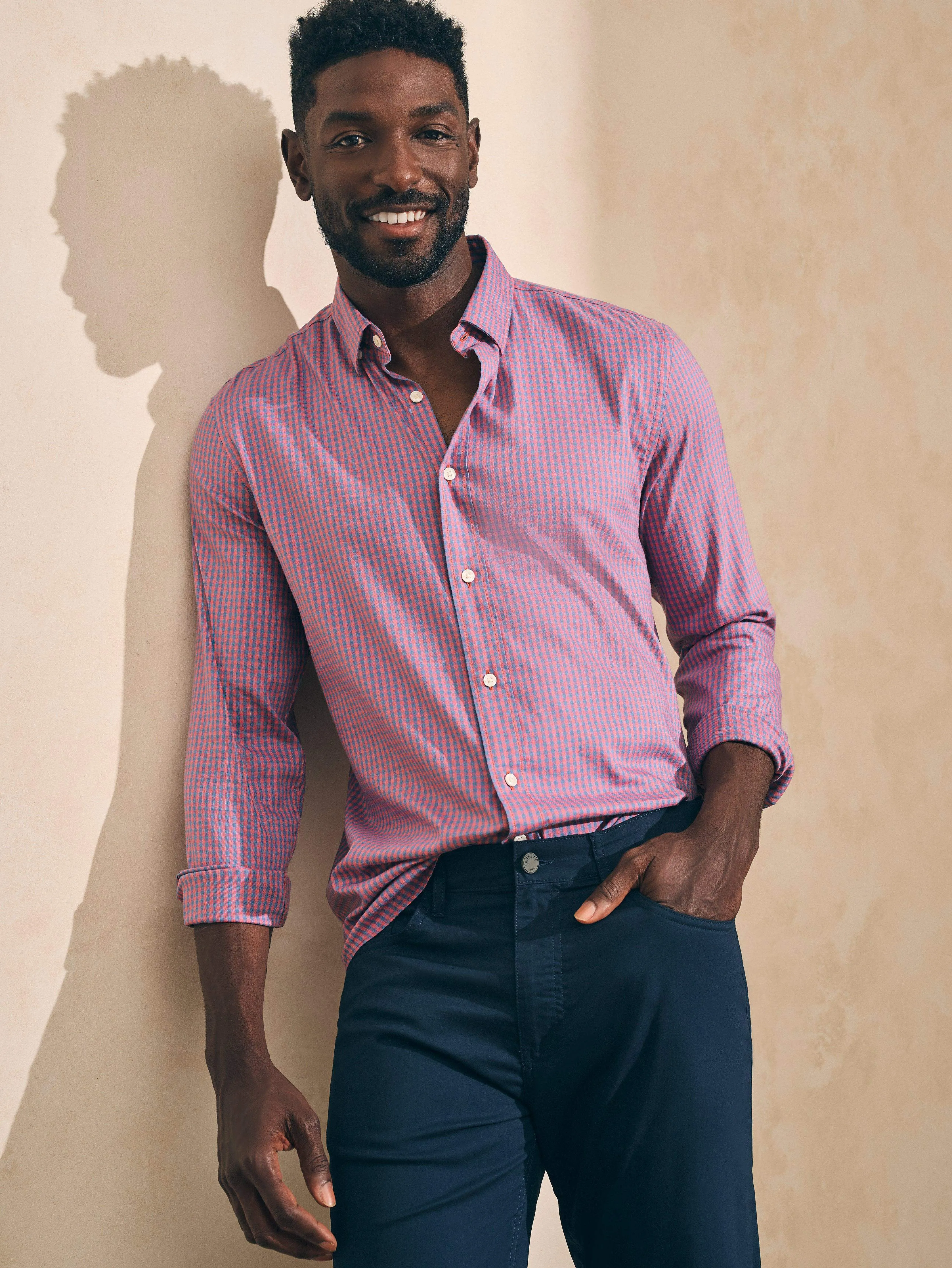 Movement™ Sport Shirt - Blue Rose Gingham sold by Faherty product image thumbnail 2