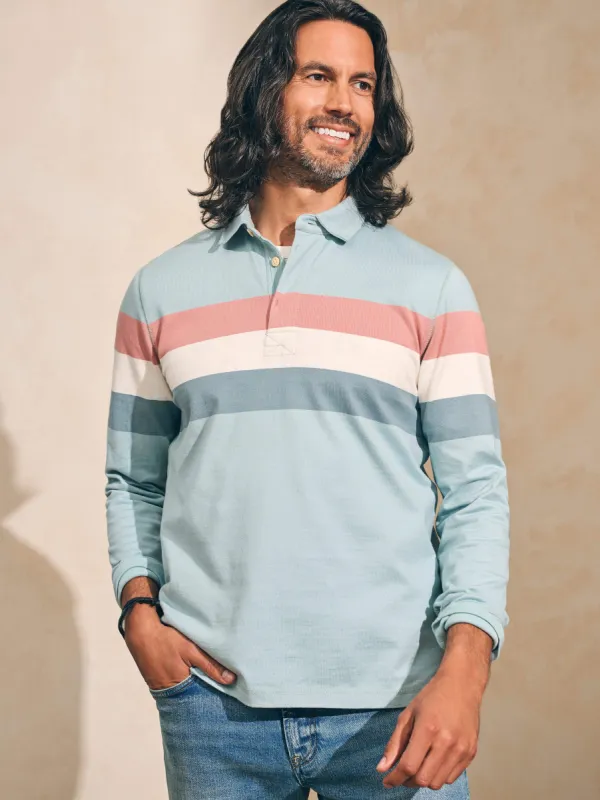 Long-Sleeve Rugby Polo - Seafoam Regatta Stripe sold by Faherty
