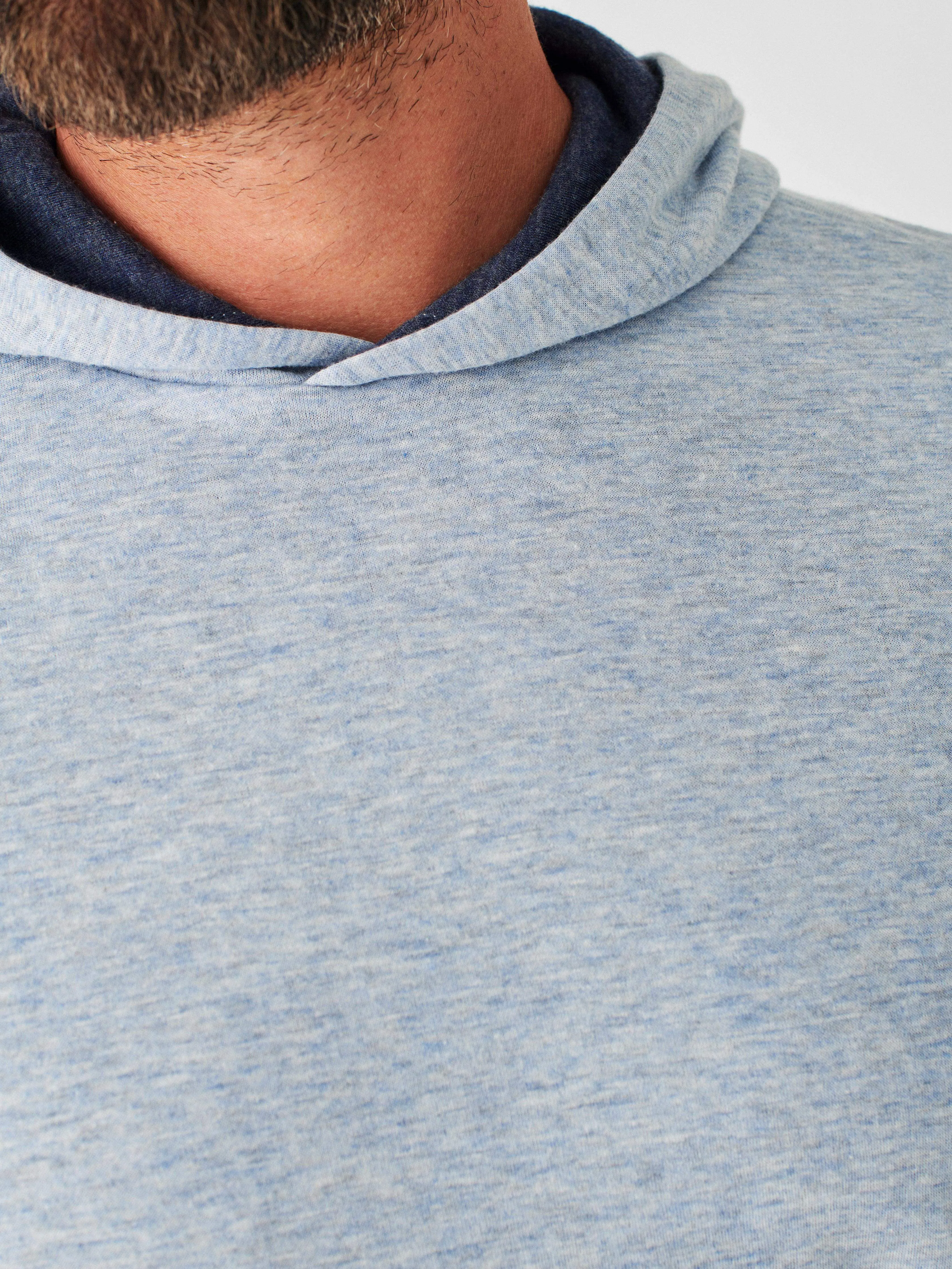 Cloud Cotton Reversible Hoodie - Light Blue Heather Navy Heather sold by Faherty product image thumbnail 4