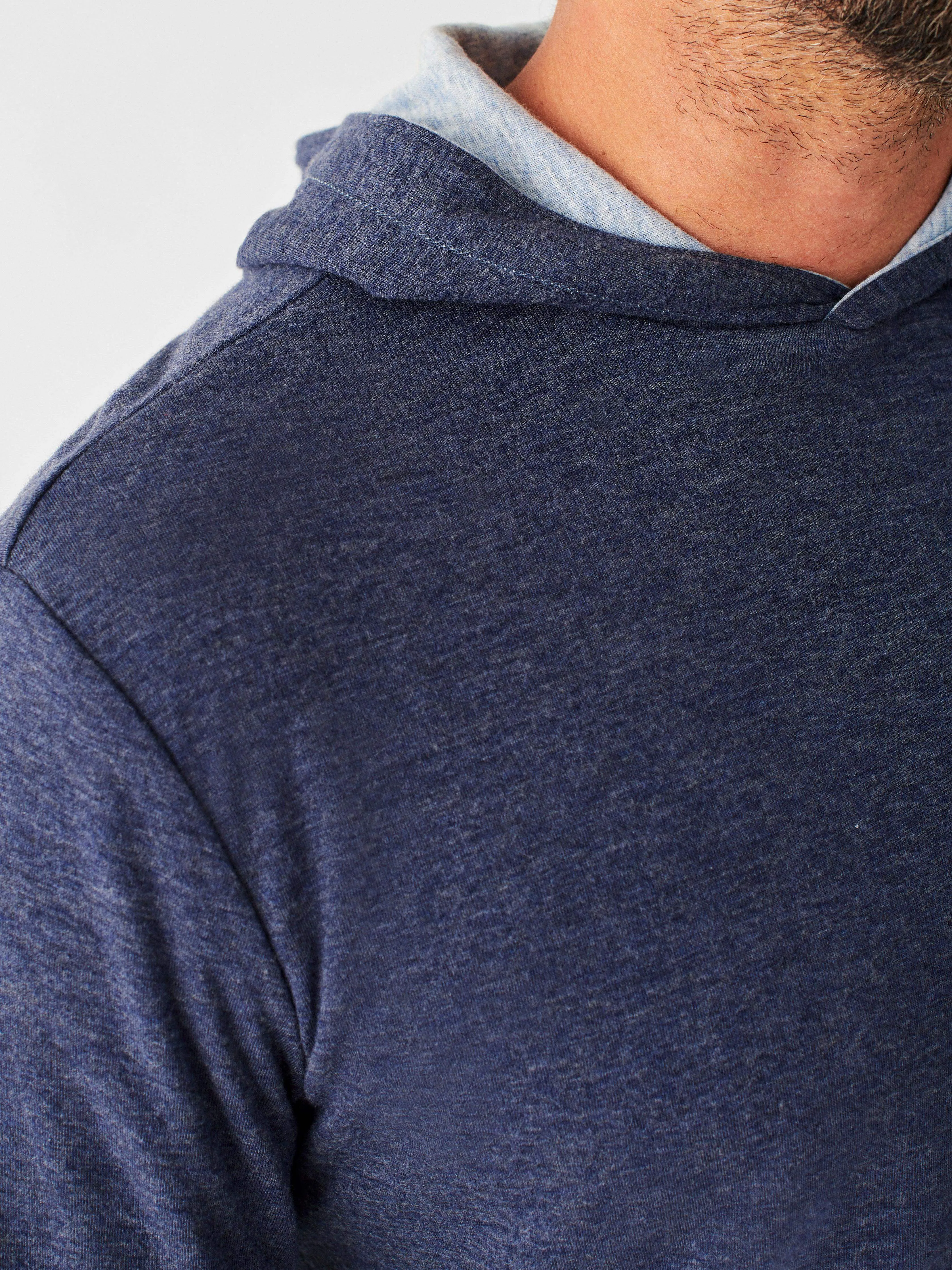 Cloud Cotton Reversible Hoodie - Light Blue Heather Navy Heather sold by Faherty product image thumbnail 3