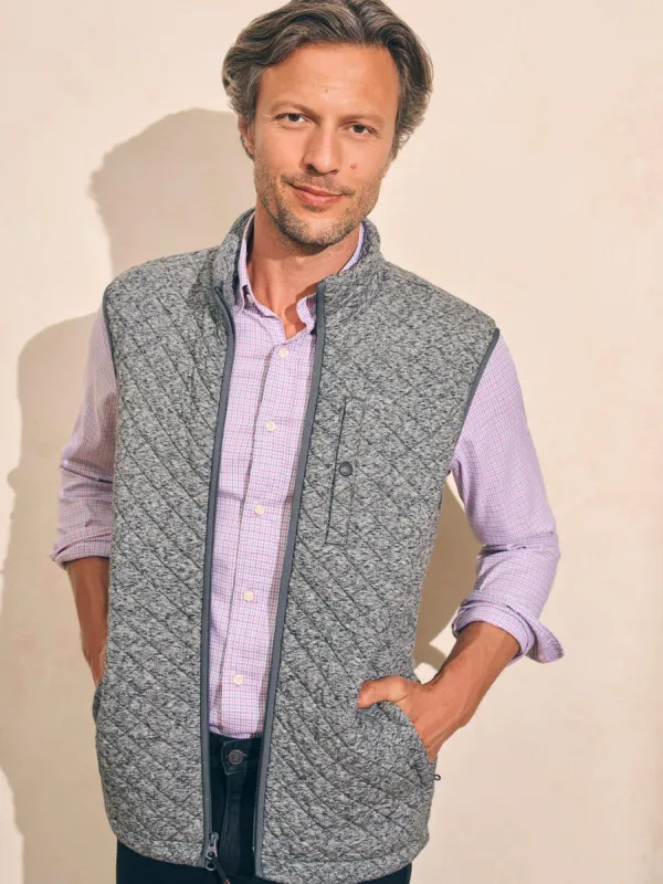 Epic Quilted Fleece Vest - Carbon Melange sold by Faherty