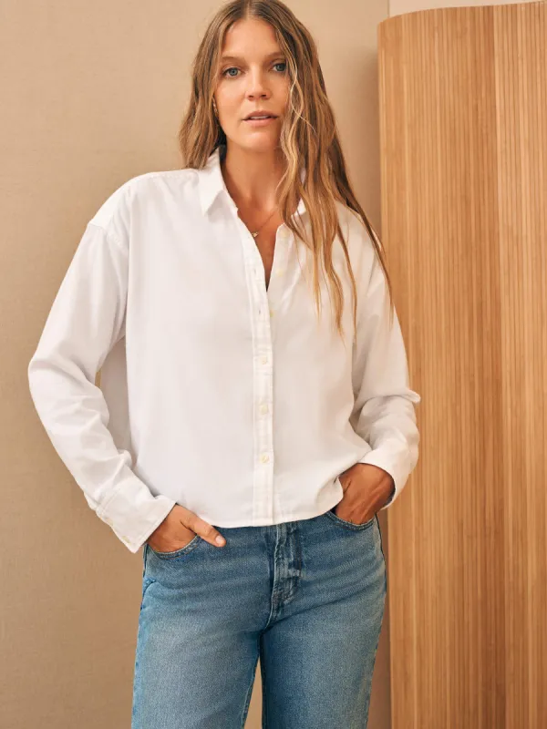 Stretch Oxford Cropped Shirt - White sold by Faherty