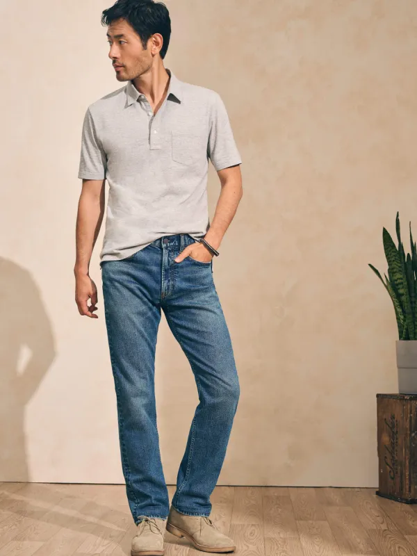 Sunwashed T-Shirt Polo - Heather Grey sold by Faherty