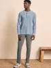 Long-Sleeve Indigo Henley - Indigo Shell Stripe sold by Faherty