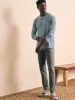 Long-Sleeve Indigo Henley - Indigo Shell Stripe sold by Faherty